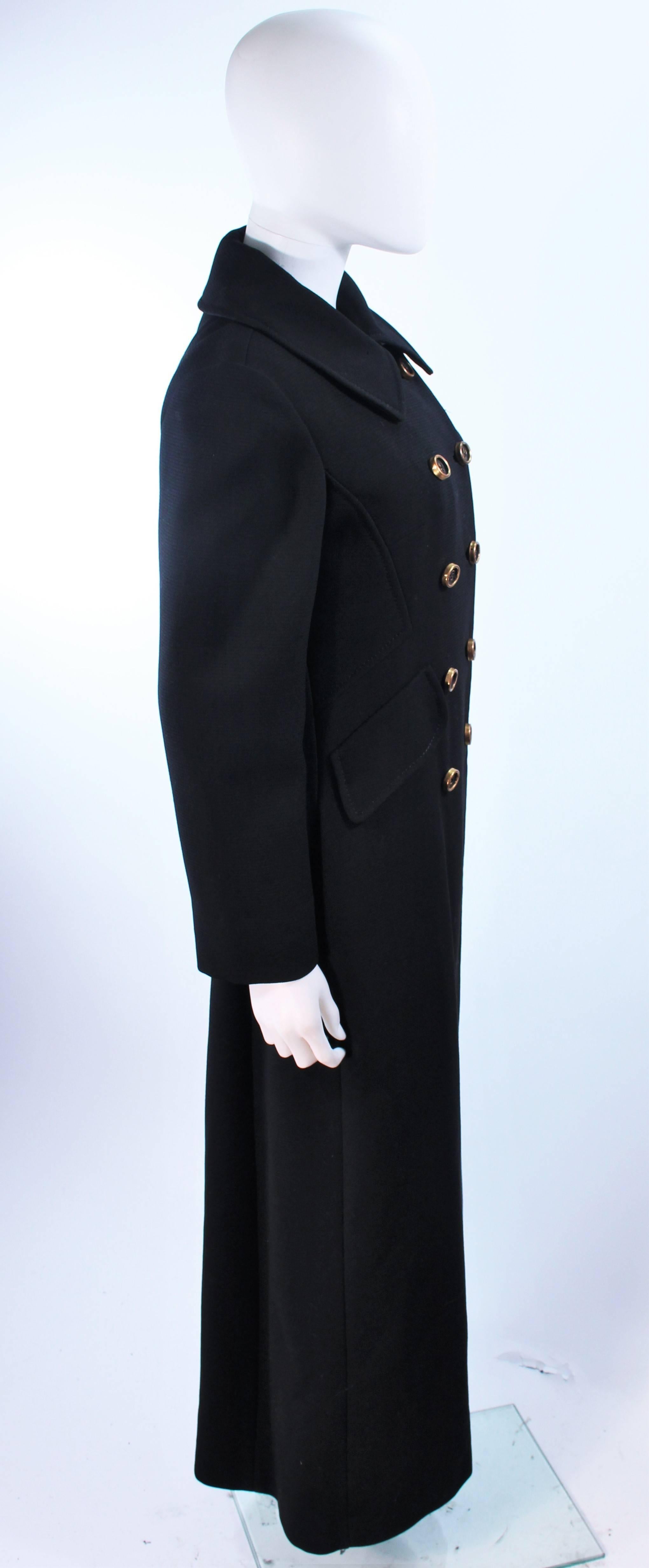 Black ALTON LEWIS Double Breasted Full Length Tailored Coat Size 4 6 For Sale