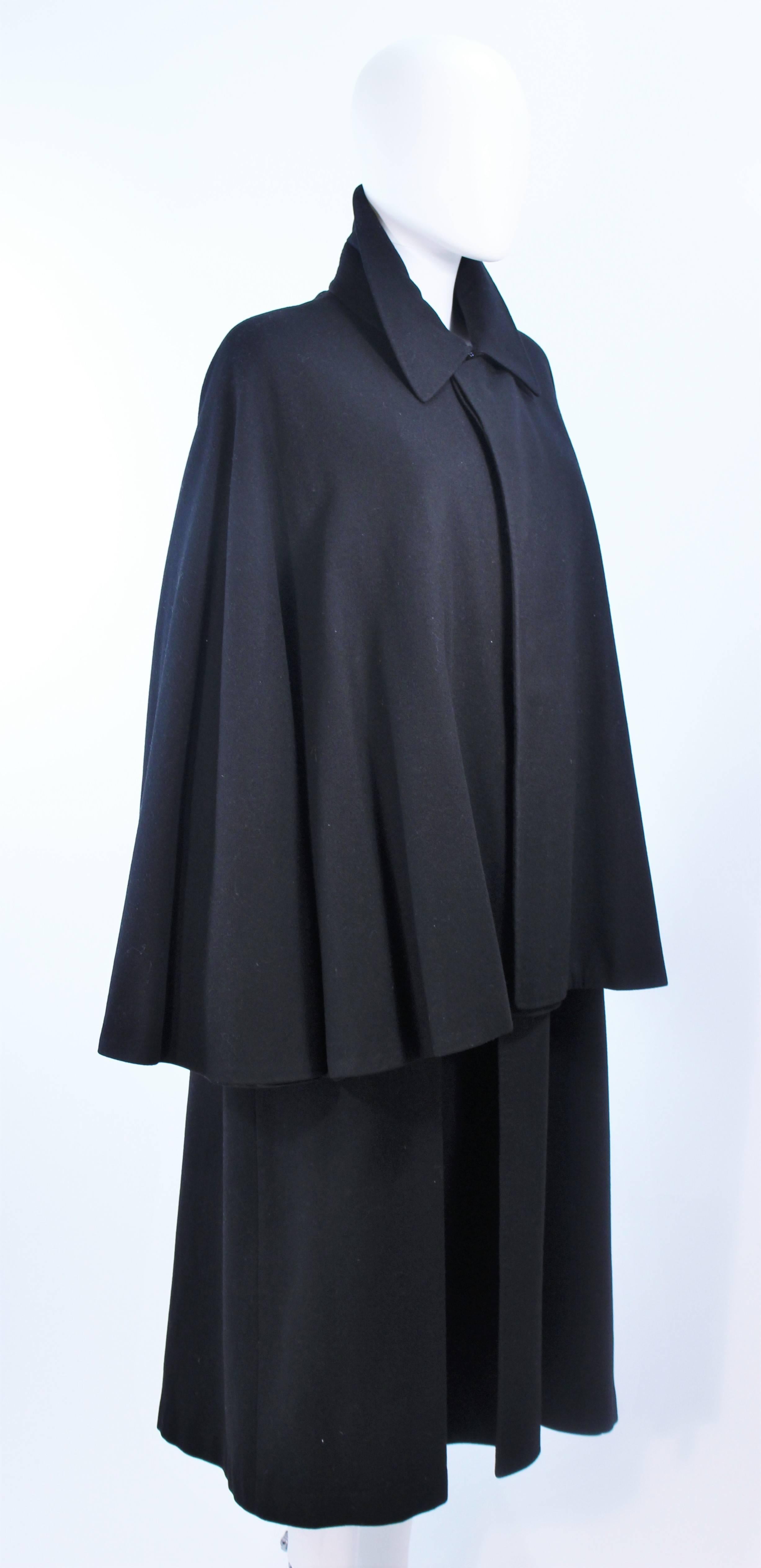 Vintage 1960's Black Wool Cape Size 6 8 For Sale 3