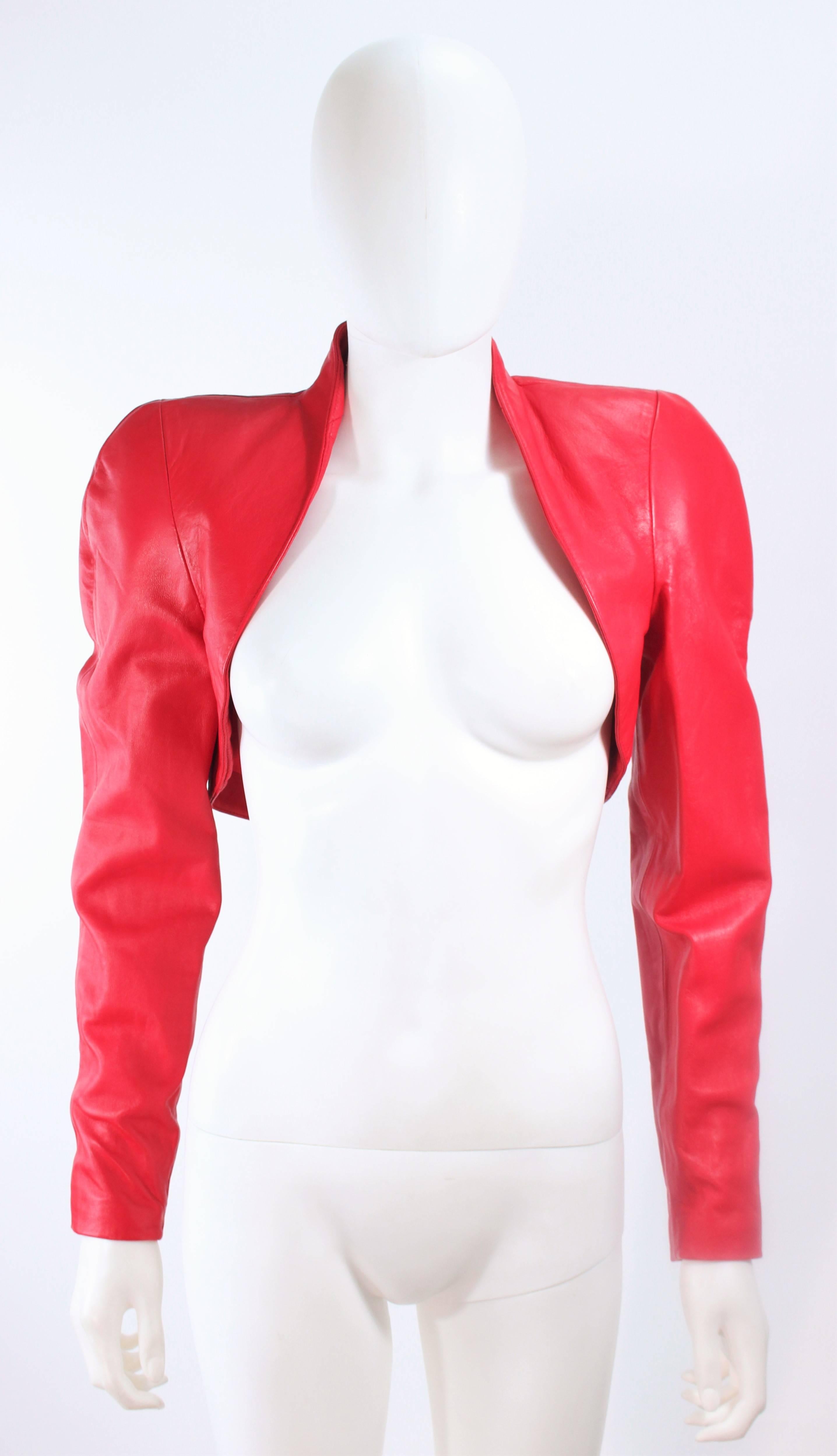 MICHEAL HOBAN Red Leather Cocktail Dress and Jacket Size XS 3