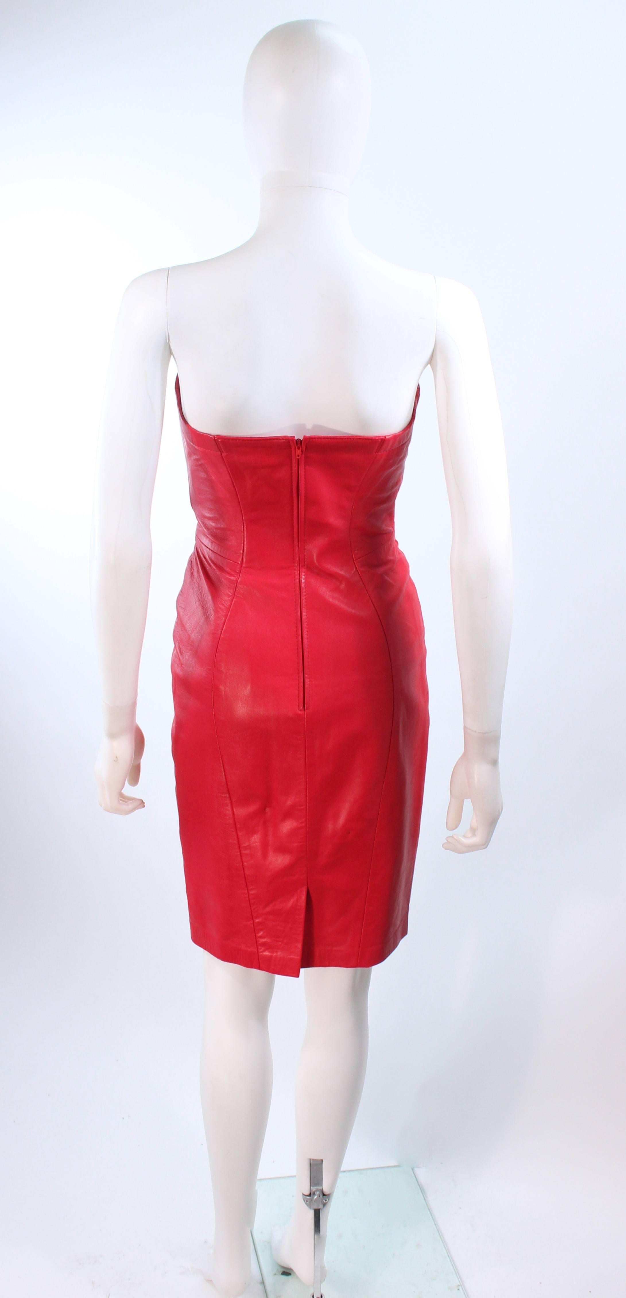 MICHEAL HOBAN Red Leather Cocktail Dress and Jacket Size XS 2