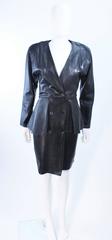 VAKKO Black Leather Dress with Peplum Size 8
