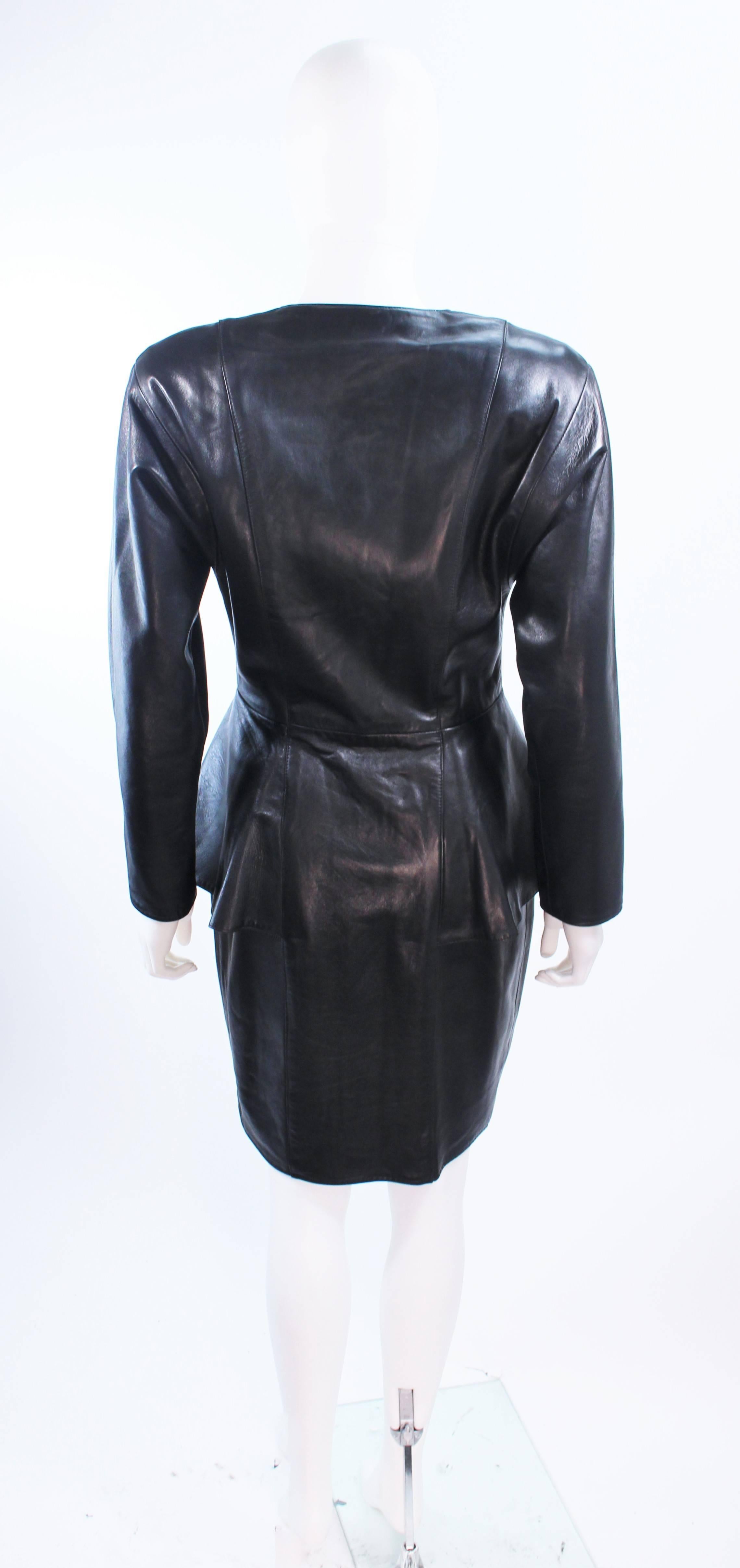 VAKKO Black Leather Dress with Peplum Size 8 1