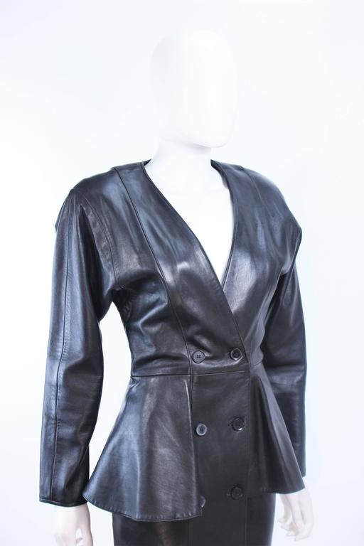 VAKKO Black Leather Dress with Peplum Size 8 at 1stDibs | vakko dresses ...
