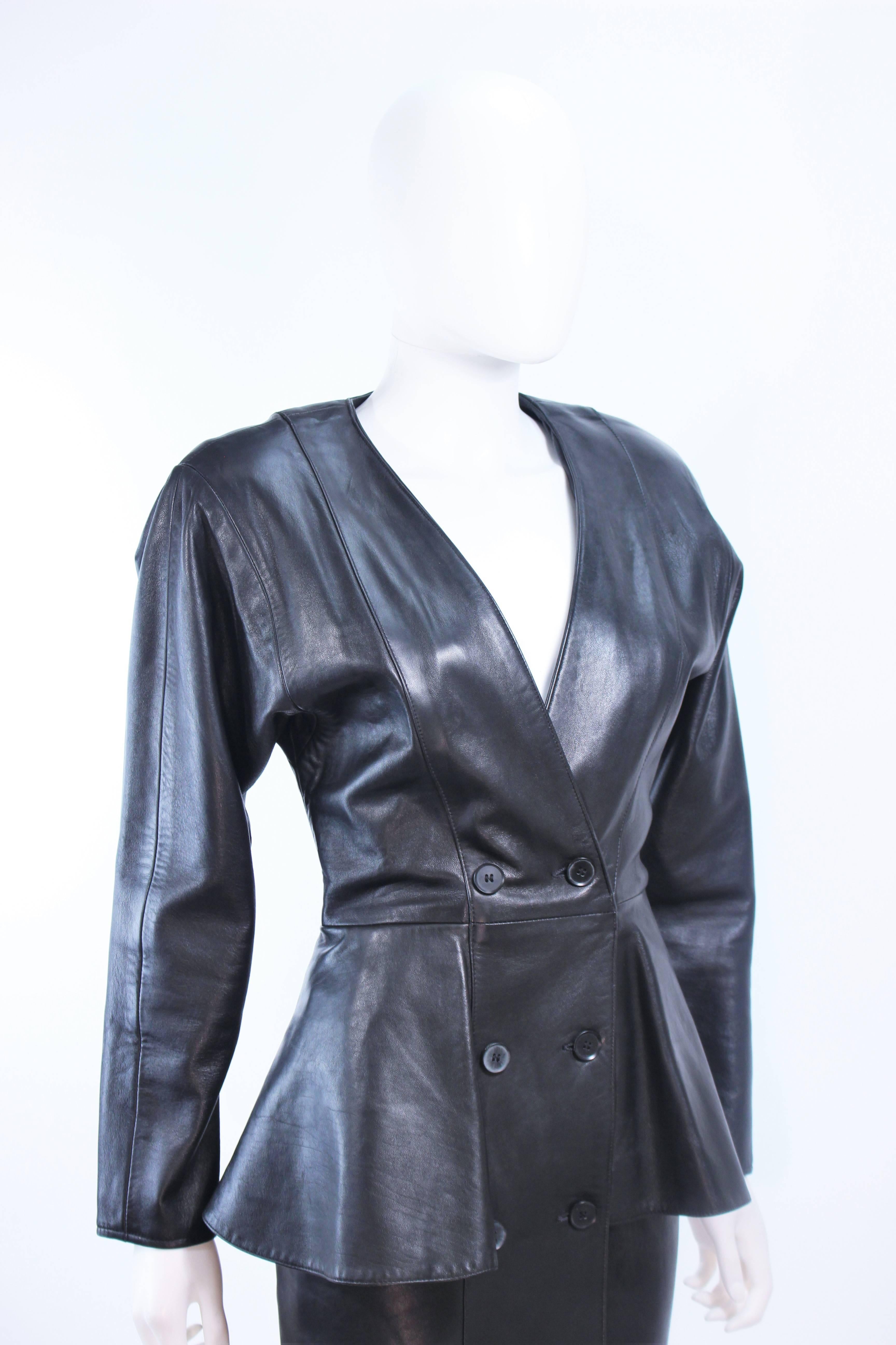 Women's VAKKO Black Leather Dress with Peplum Size 8