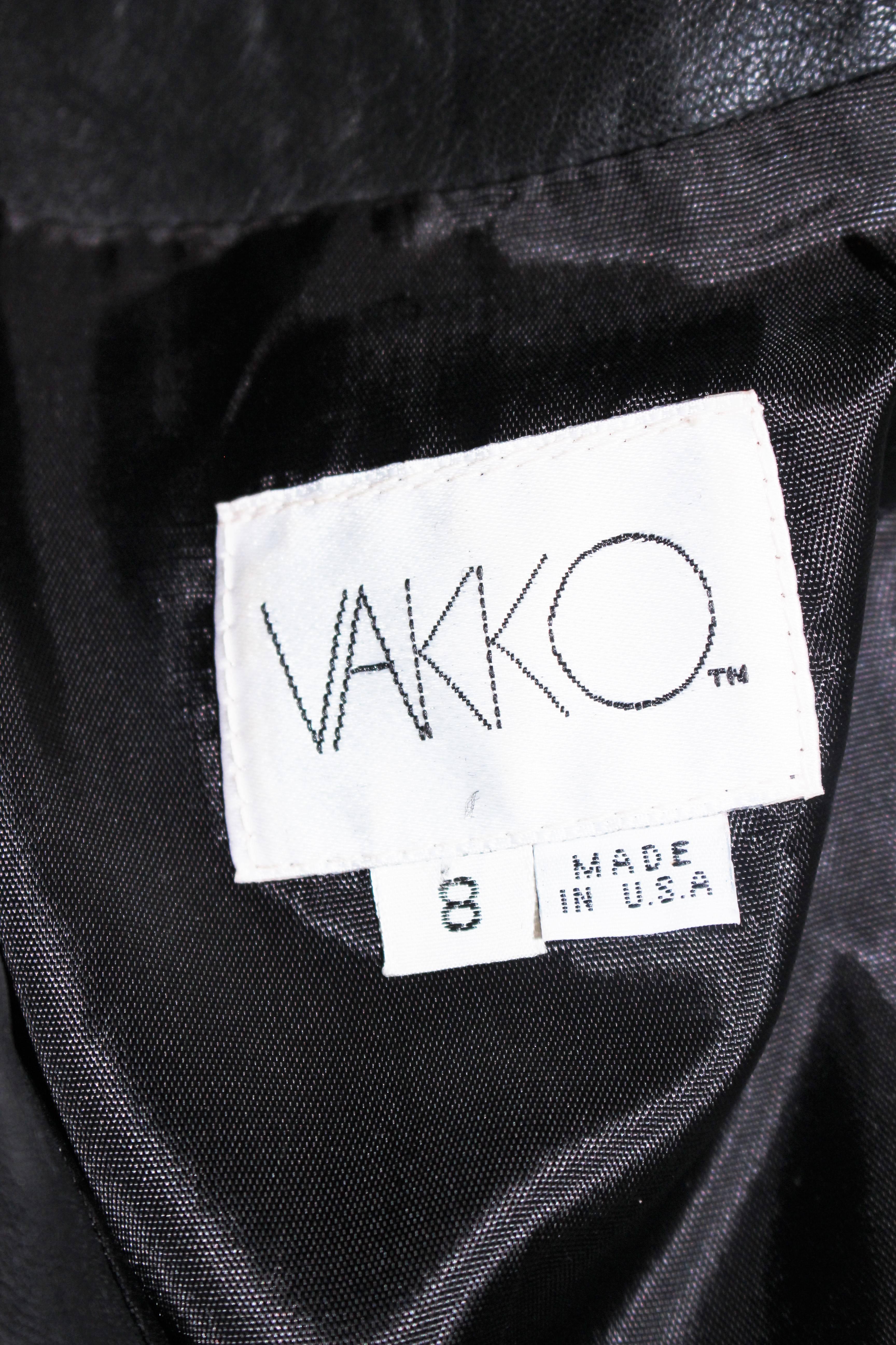 VAKKO Black Leather Dress with Peplum Size 8 2