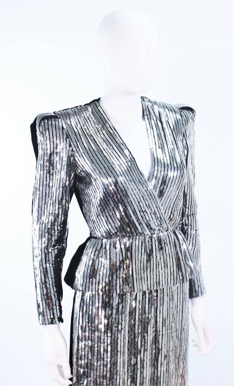 ESTEVEZ Silver Sequin and Velvet Gown Peplum Size 2 For Sale at 1stDibs |  velvet sequin gown styles, peplum sequin dress, sequin peplum dress