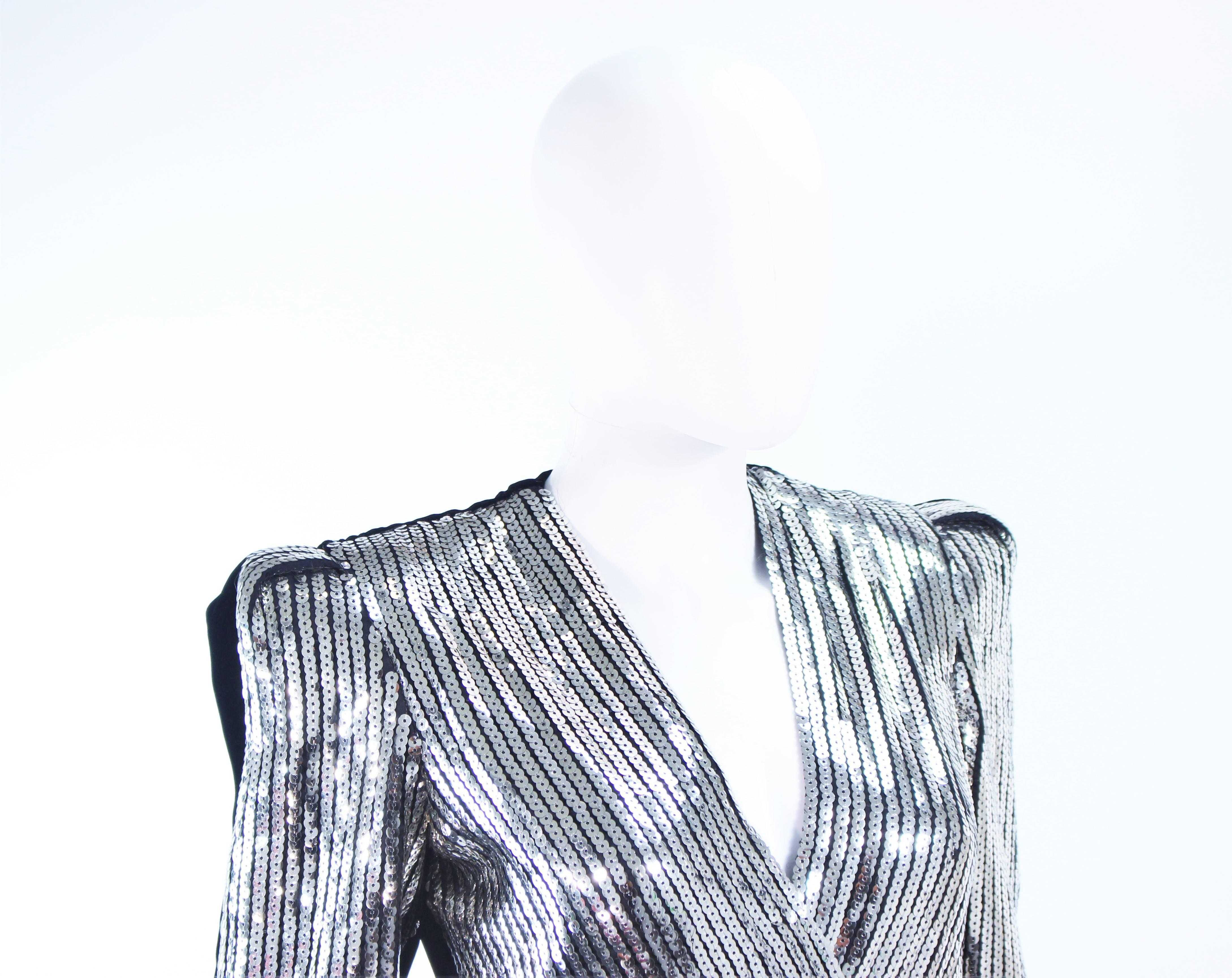 Women's ESTEVEZ Silver Sequin and Velvet Gown Peplum Size 2 For Sale