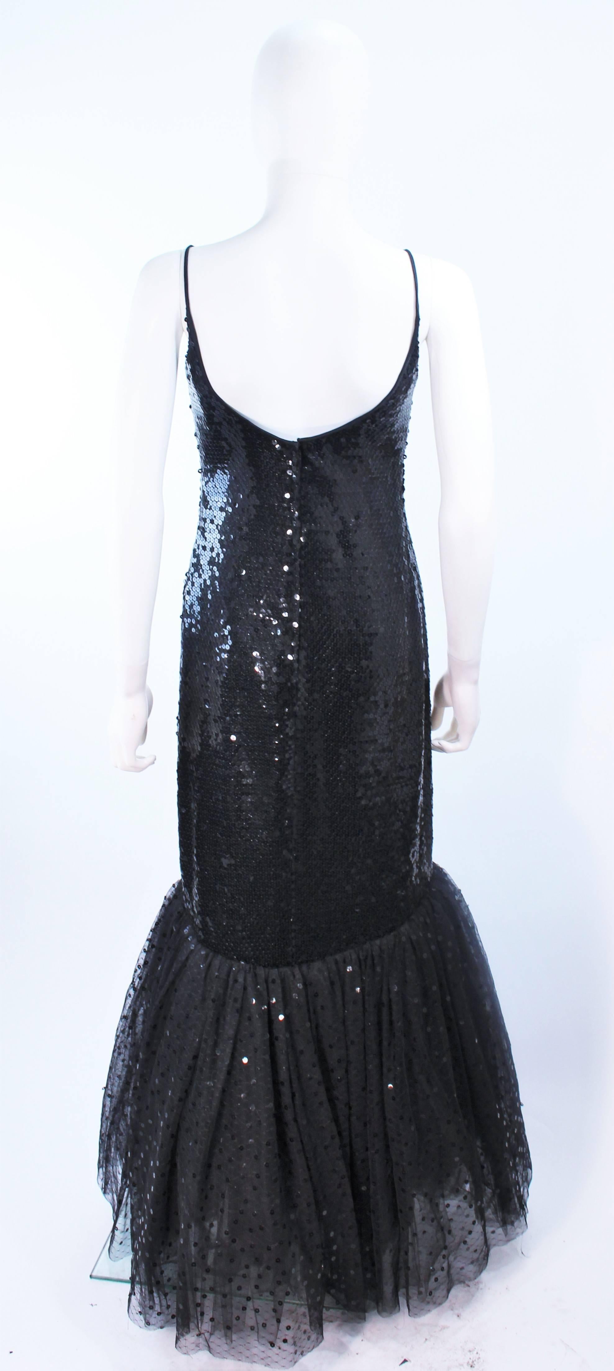 JILL RICHARDS Black Sequin Gown with Tulle Sequin Hem Size 4 For Sale 4