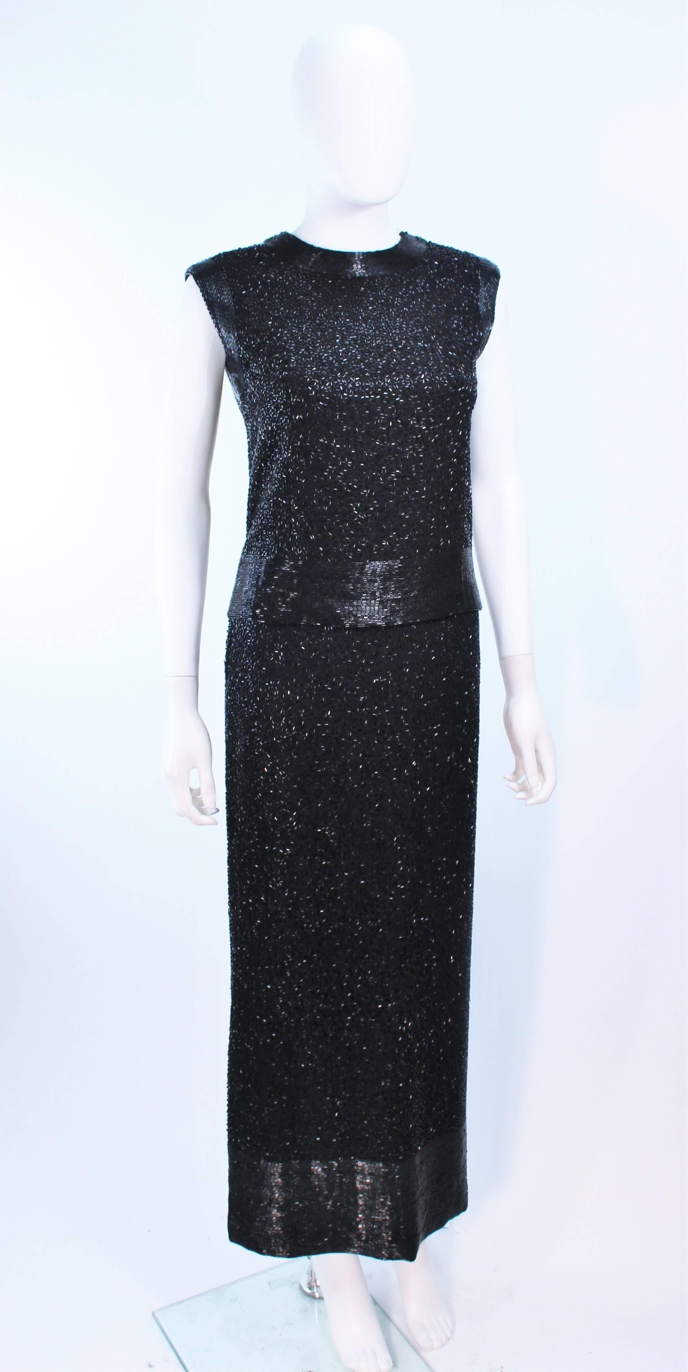 Vintage 1960's Black Beaded Evening Ensemble Size 6 For Sale 1