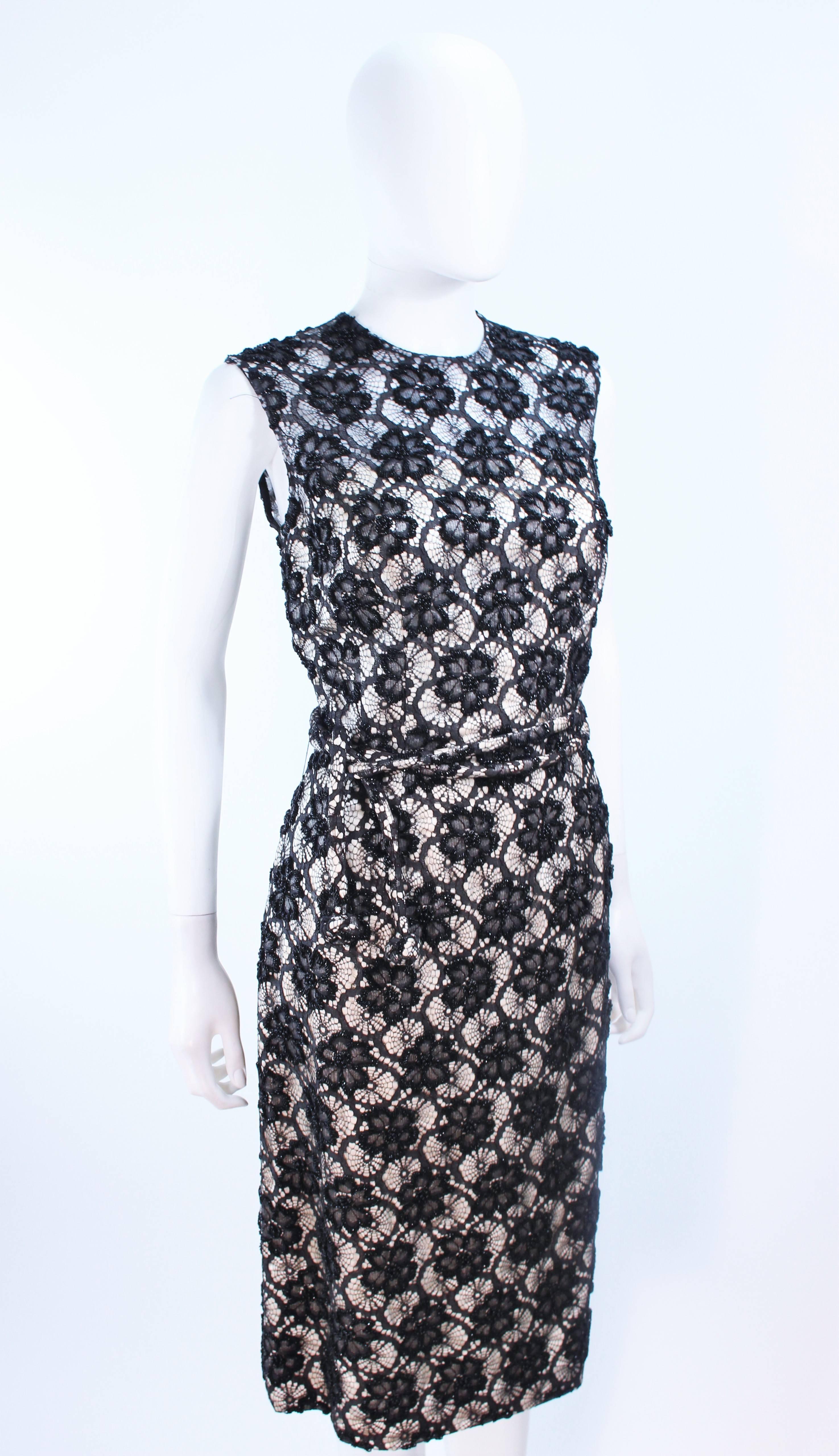 Black SWEE LO HAUTE COUTURE INTERNATIONAL 1960's Beaded Cocktail Dress Size 10 For Sale