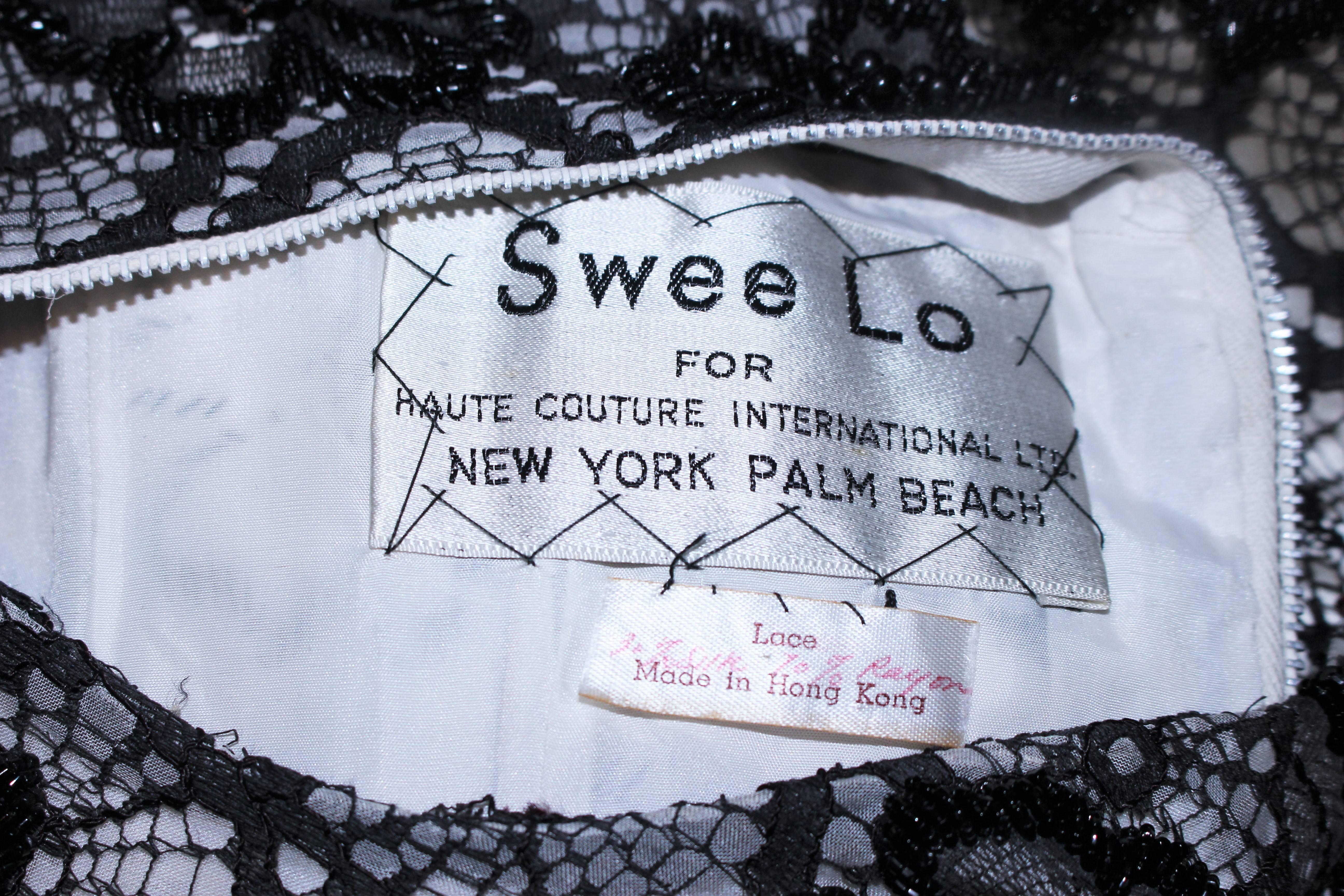 SWEE LO HAUTE COUTURE INTERNATIONAL Vestido de cóctel con cuentas de los años 60 Talla 10 en venta 5
