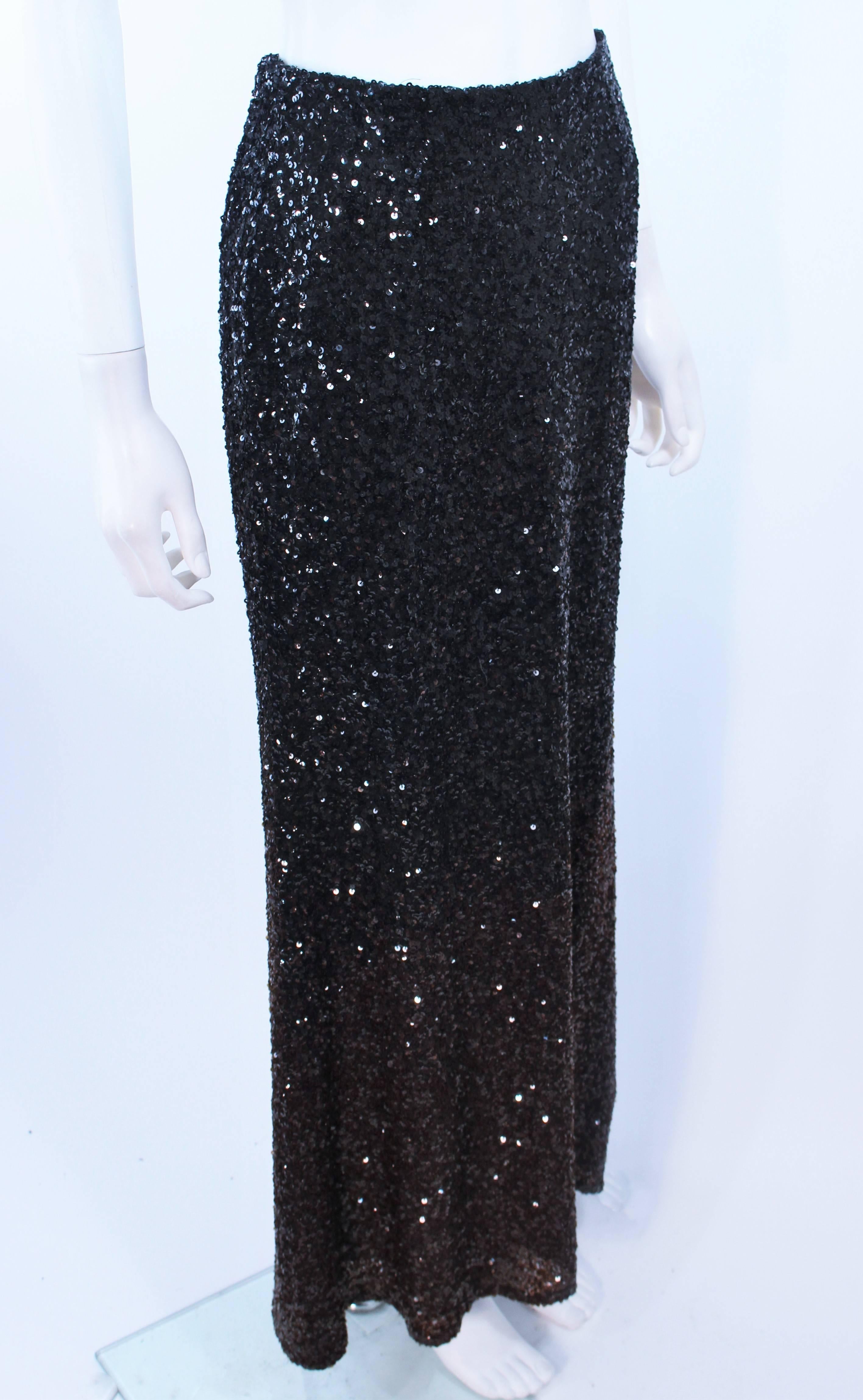 BILL BLASS Black and Brown Sequin Ombre Skirt Size 6 In Excellent Condition For Sale In Los Angeles, CA