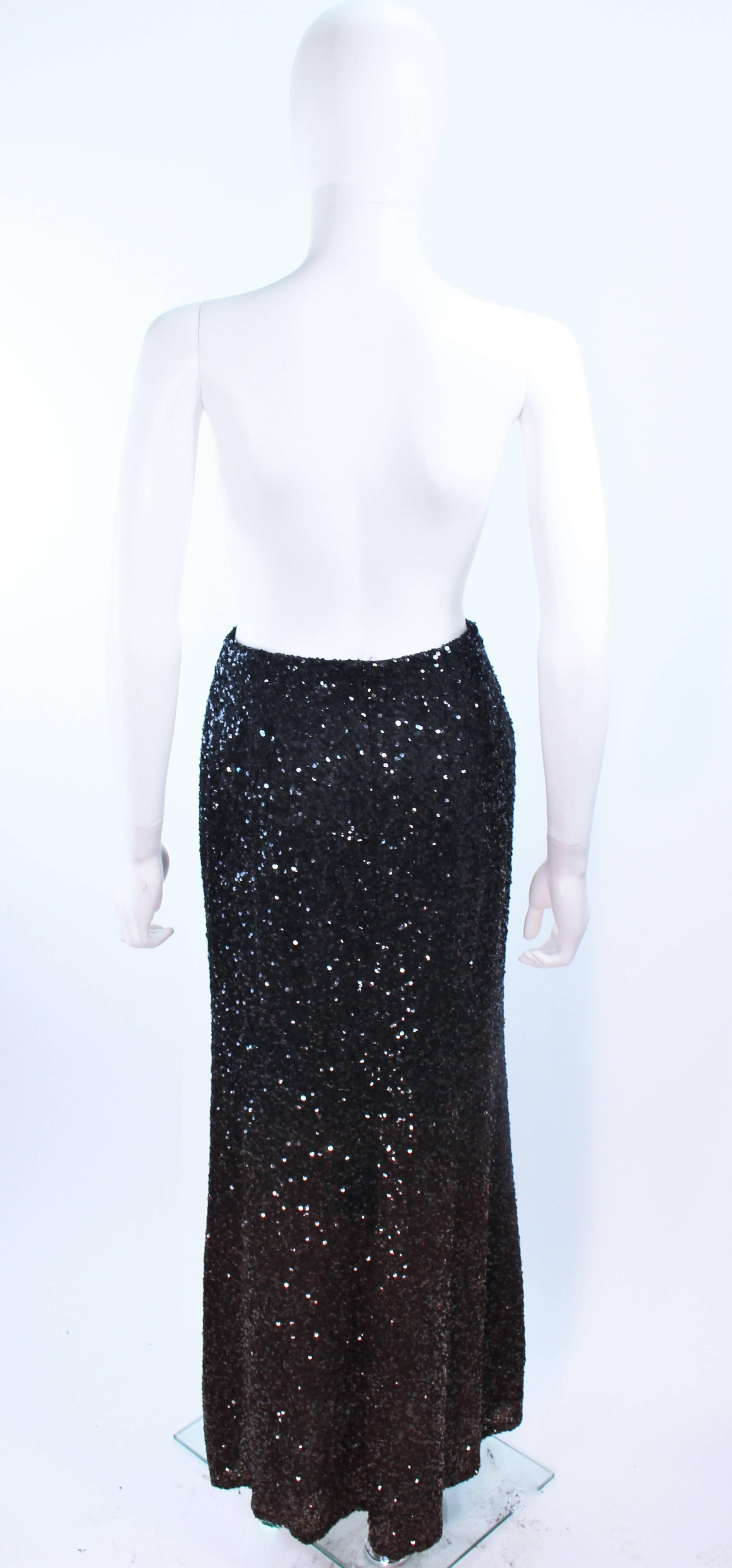 BILL BLASS Black and Brown Sequin Ombre Skirt Size 6 For Sale 1