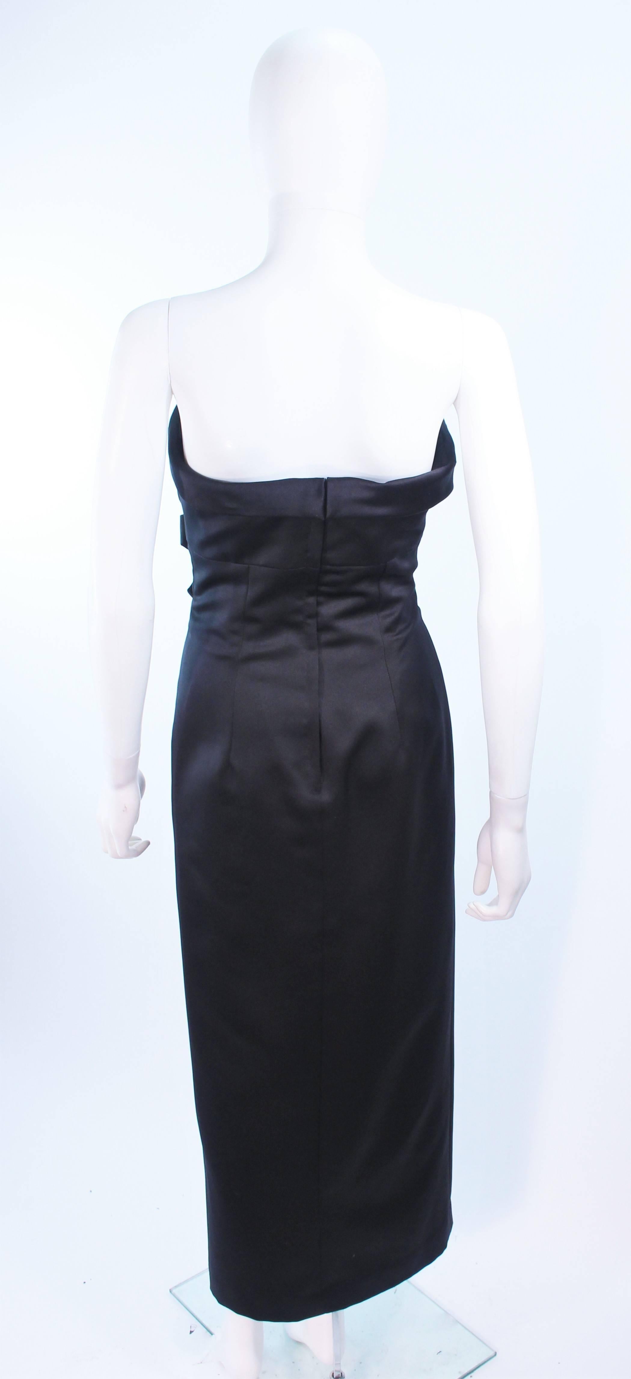 VICTOR COSTA Black Satin Gown with Side Bow Detail Size 6 8 For Sale at ...