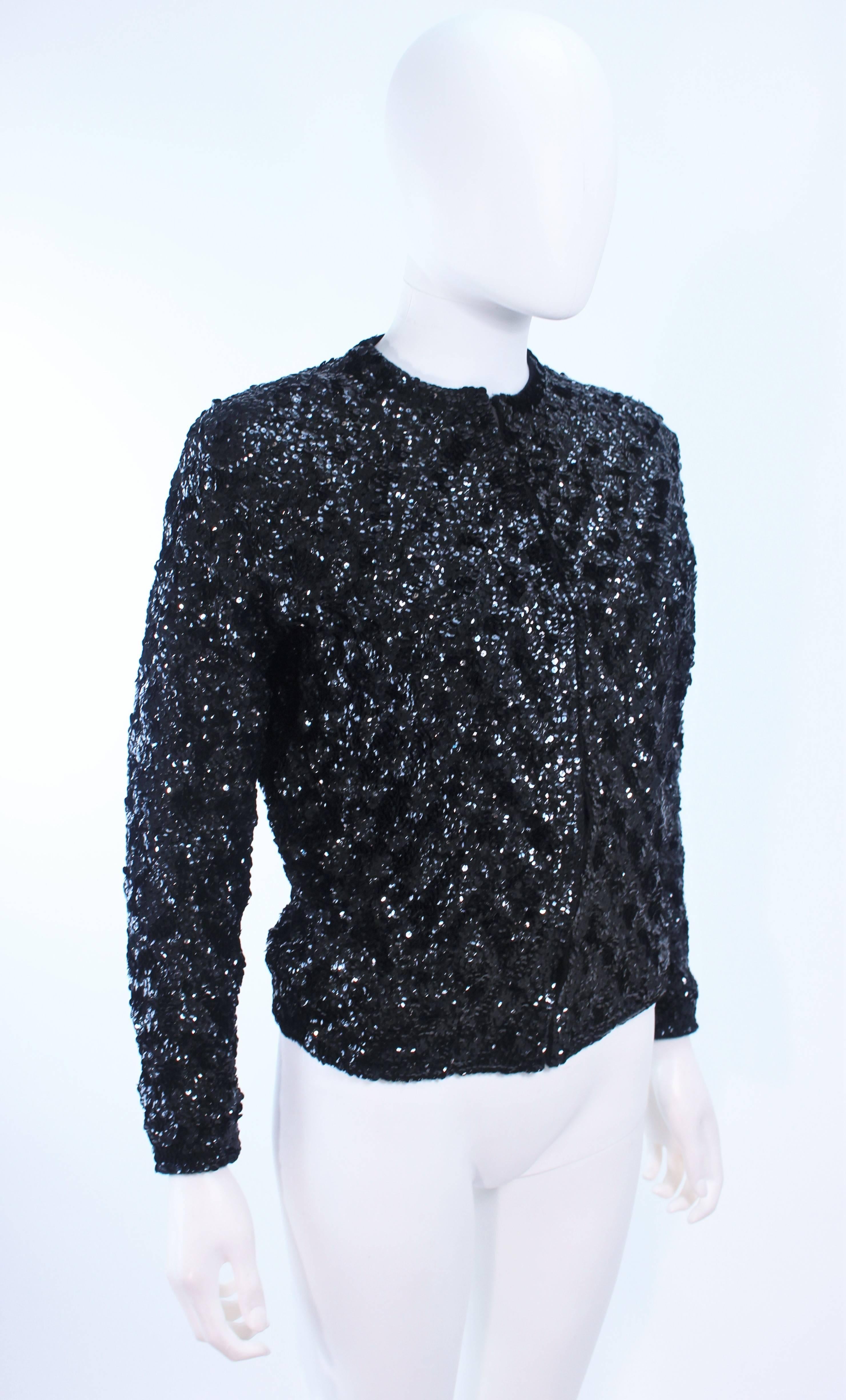 Cardigan en laine noir à paillettes des années 1960 Taille 40 Excellent état - En vente à Los Angeles, CA