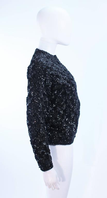 1960's Black Sequin Wool Cardigan Size 40 For Sale at 1stDibs
