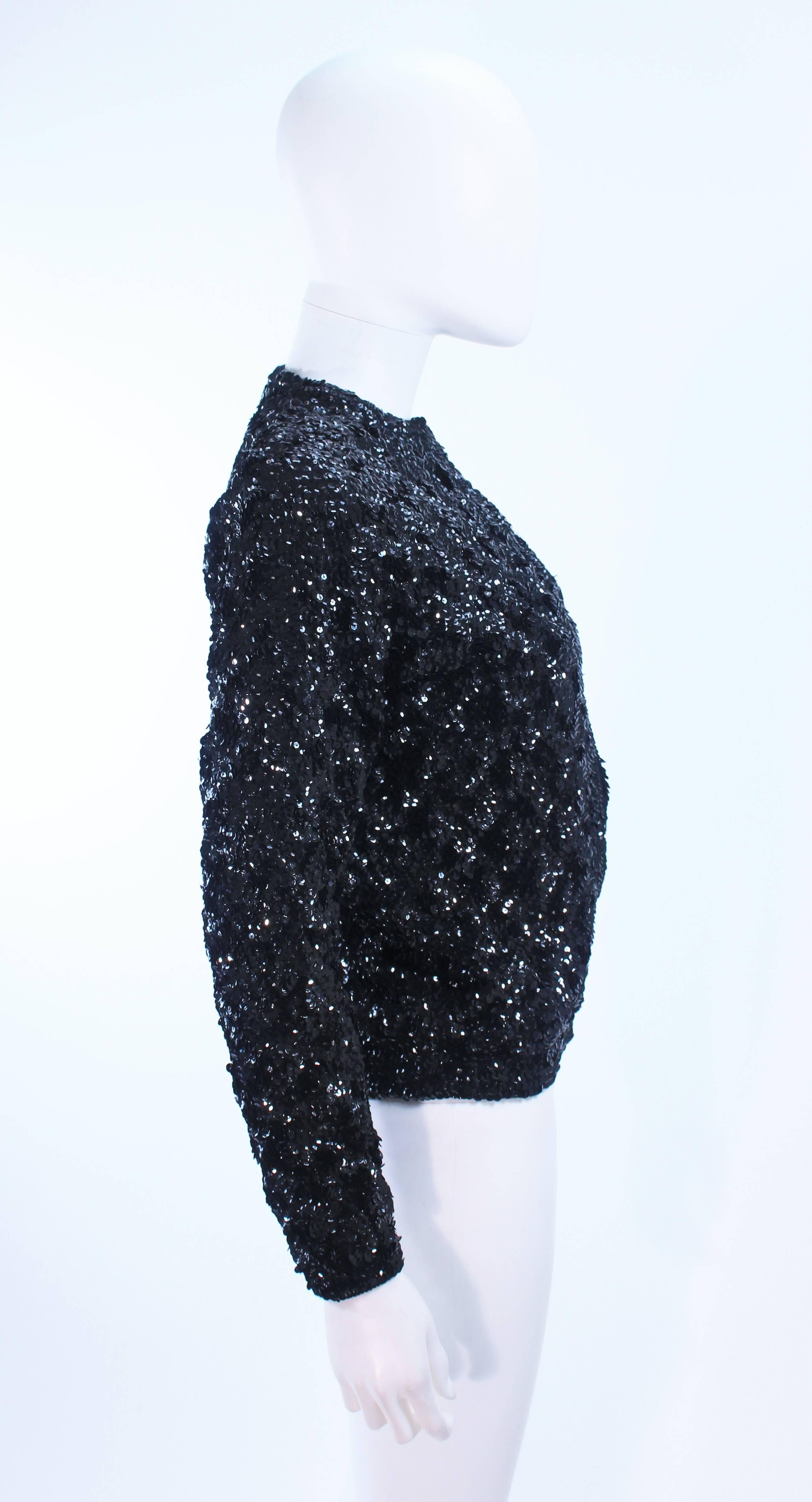 Cardigan en laine noir à paillettes des années 1960 Taille 40 en vente 1