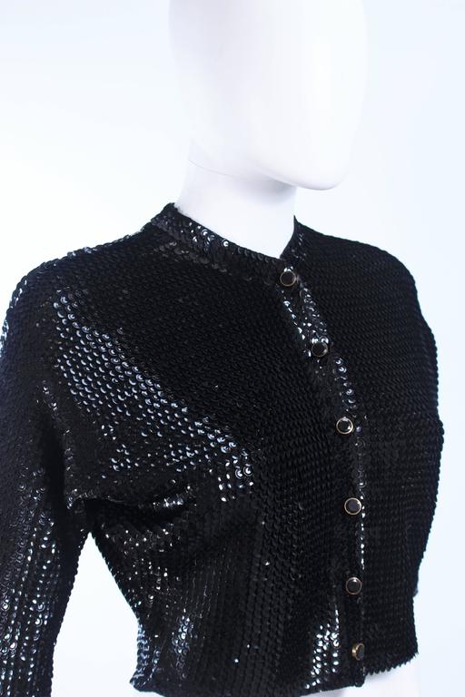 1960's Black Sequin Wool Cardigan with Black Faceted Buttons Size 4 For ...