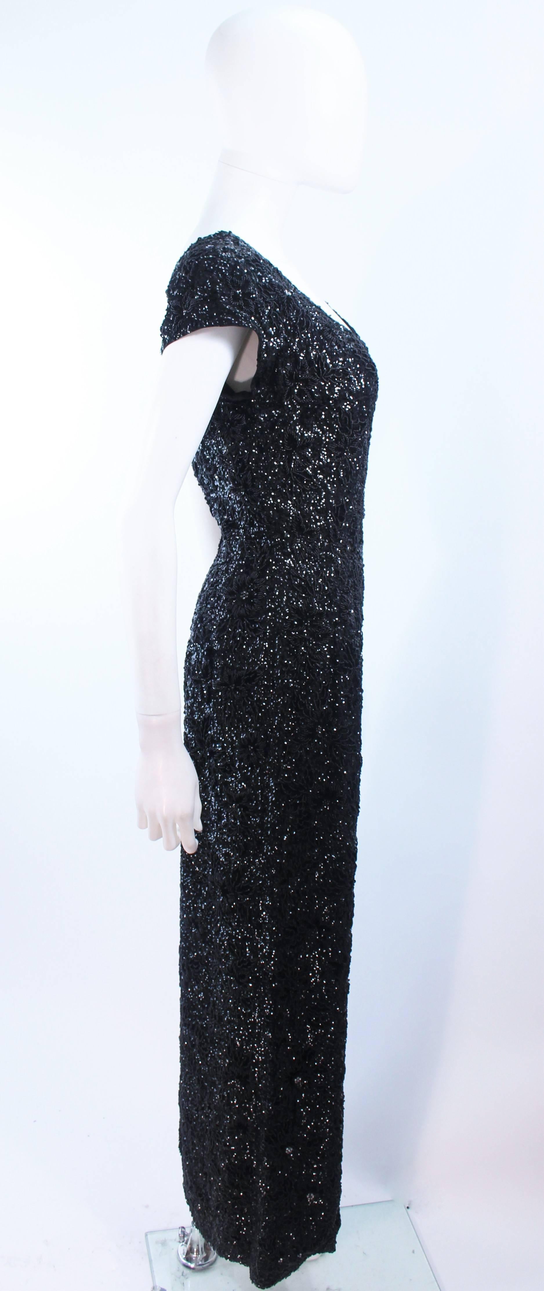 BRUCE ARNOLD 1960's Black Hand-Beaded Gown Size 6  For Sale 2
