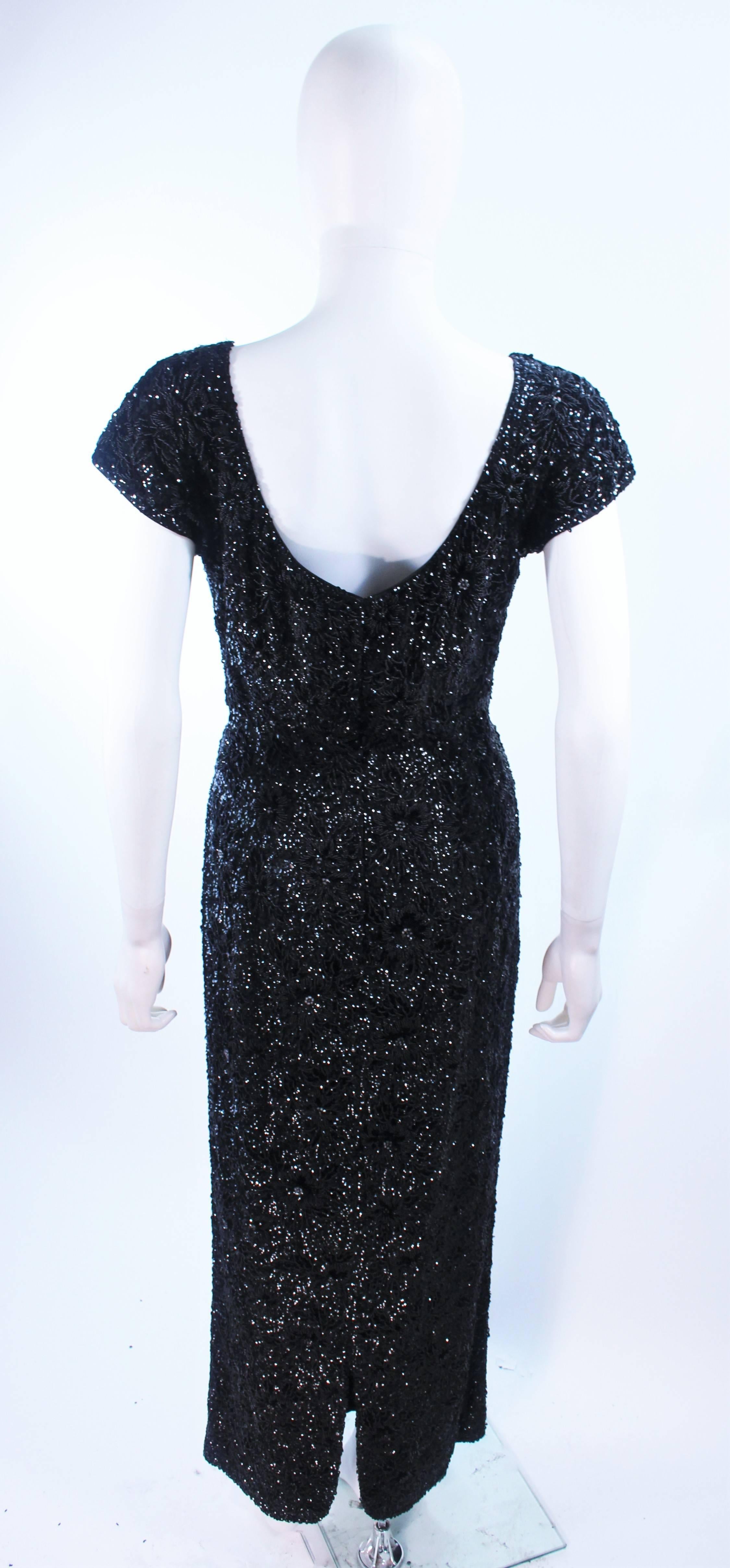 BRUCE ARNOLD 1960's Black Hand-Beaded Gown Size 6  For Sale 3