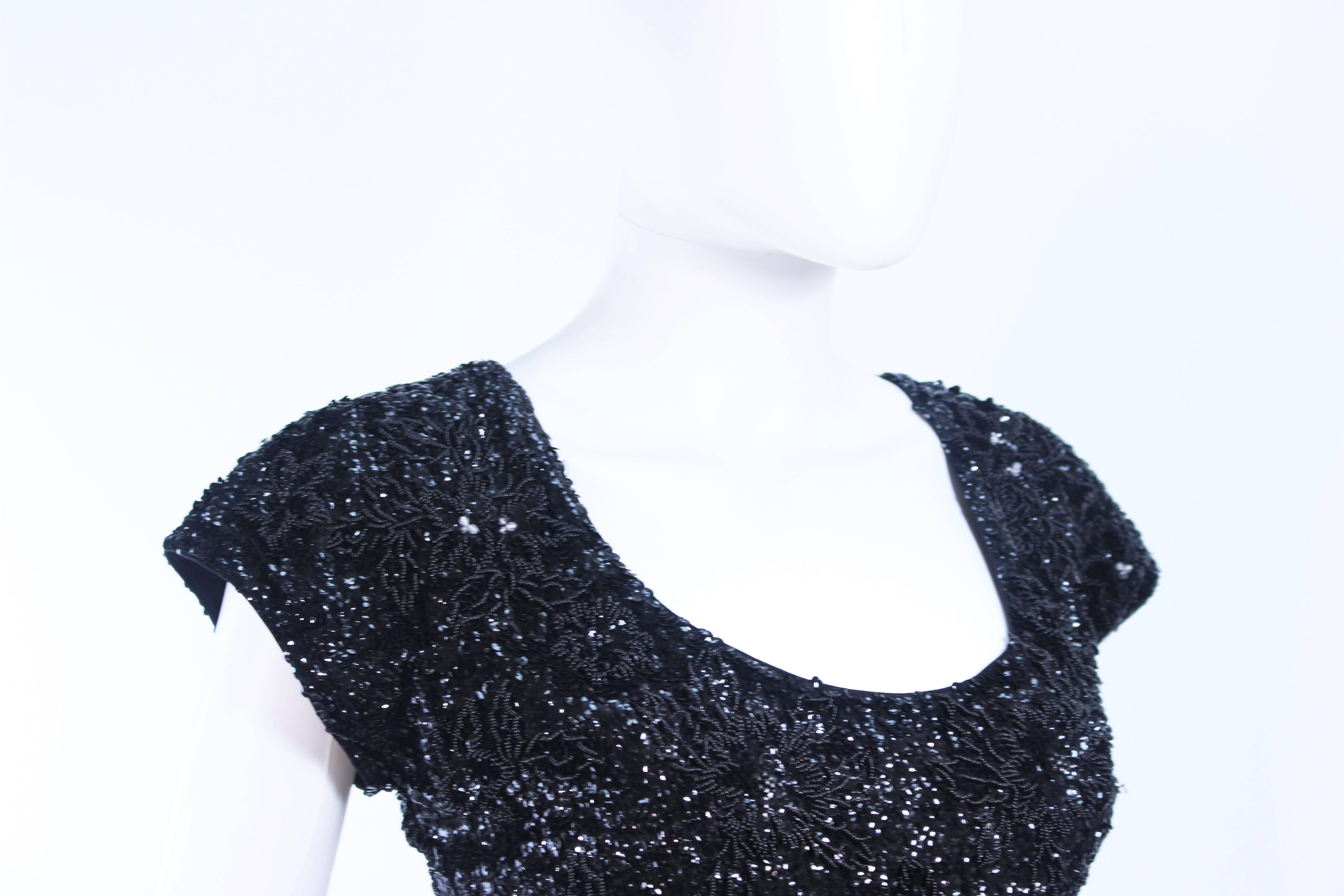 BRUCE ARNOLD 1960's Black Hand-Beaded Gown Size 6  For Sale 1
