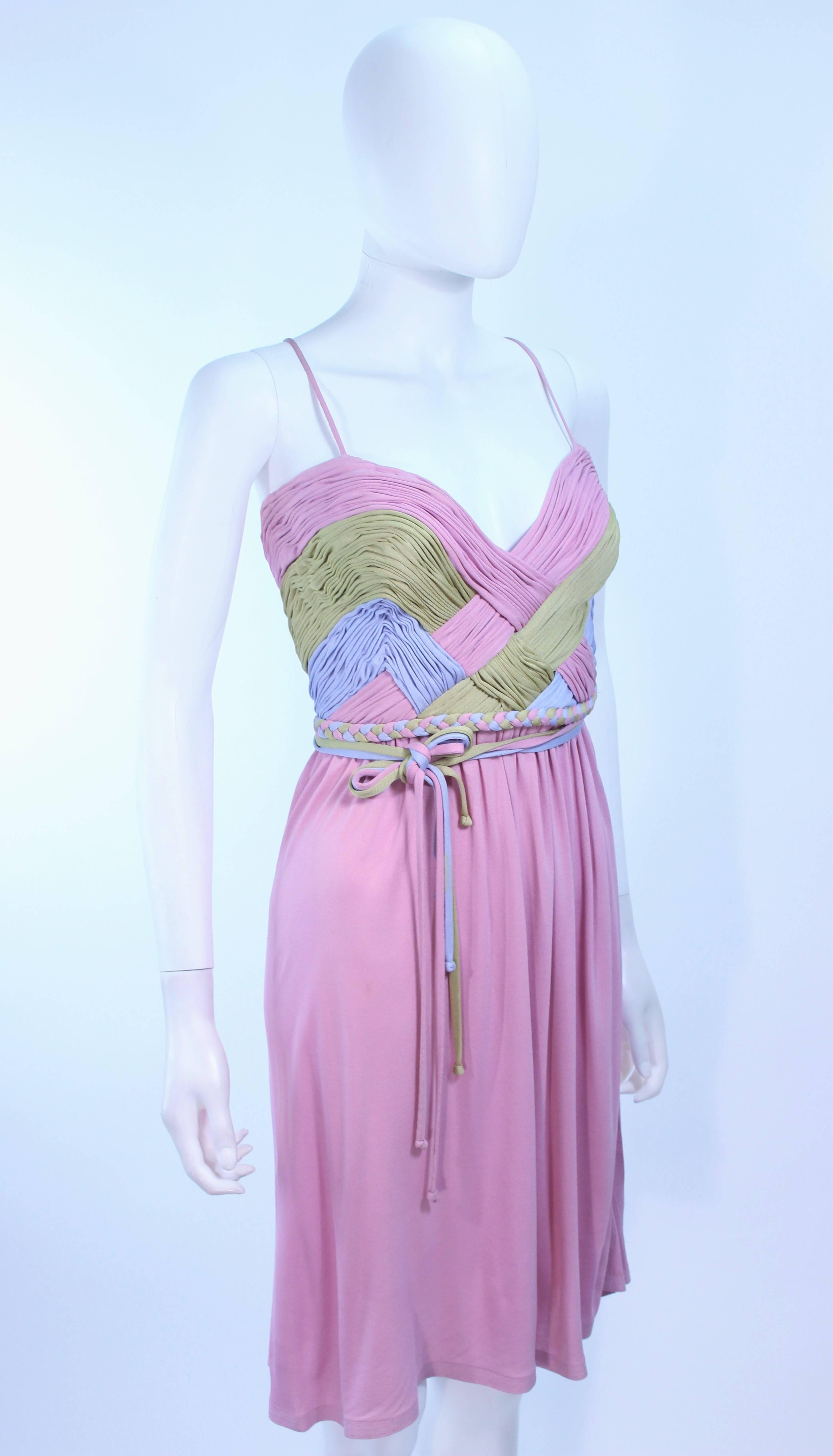 MAGGY REEVES 1970'S Purple and Green Draped Jersey Cocktail Dress Size 2 For Sale 1
