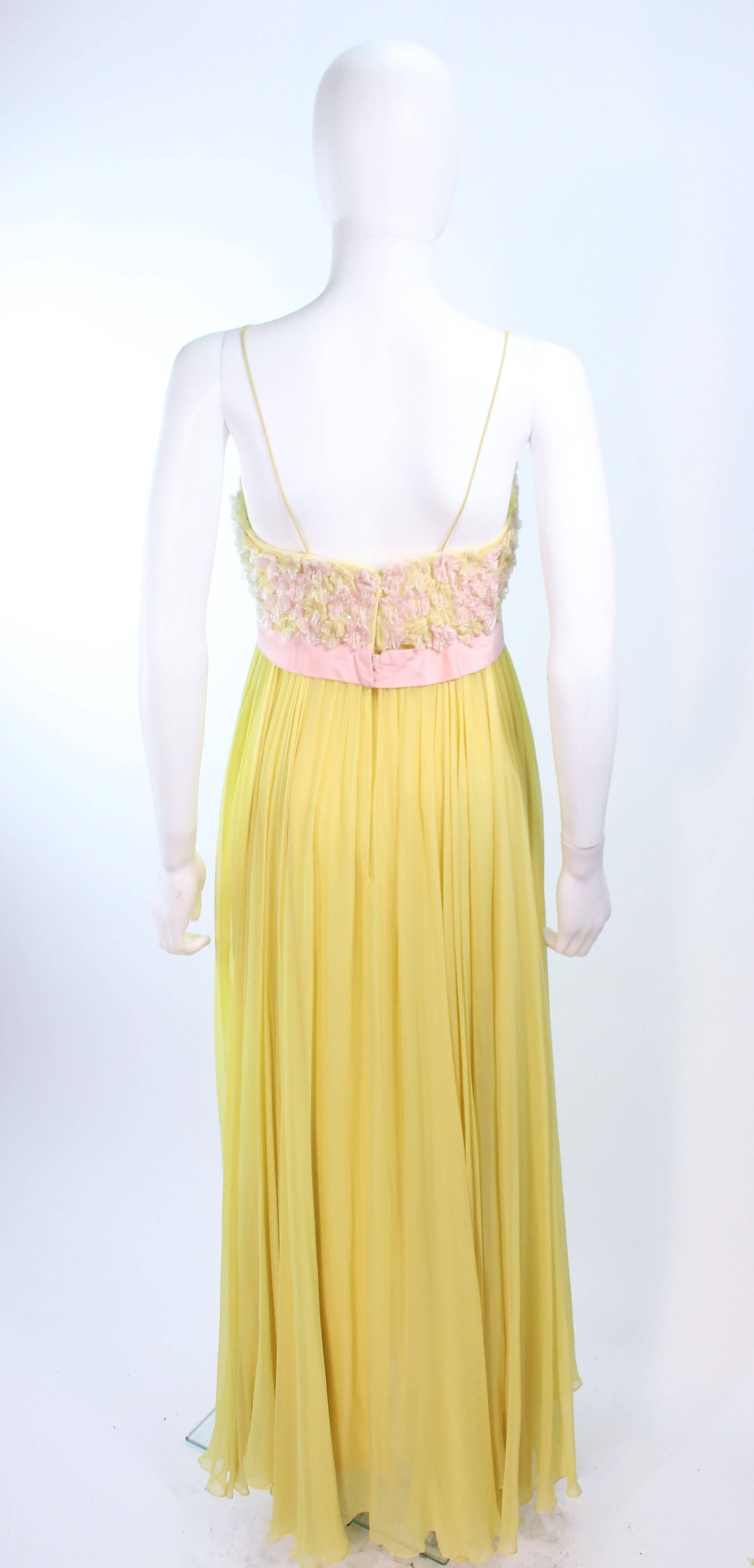 VICTORIA ROYAL Embellished Yellow Silk Gown Size 4 For Sale 1