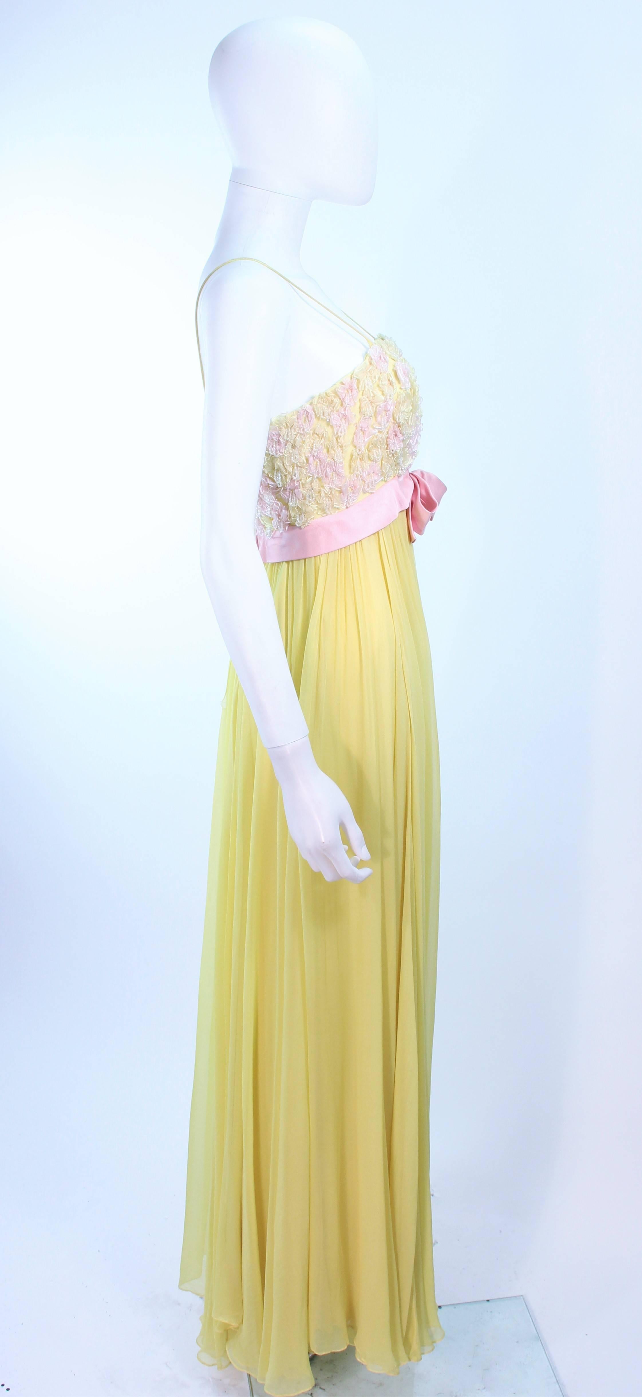 Women's VICTORIA ROYAL Embellished Yellow Silk Gown Size 4 For Sale