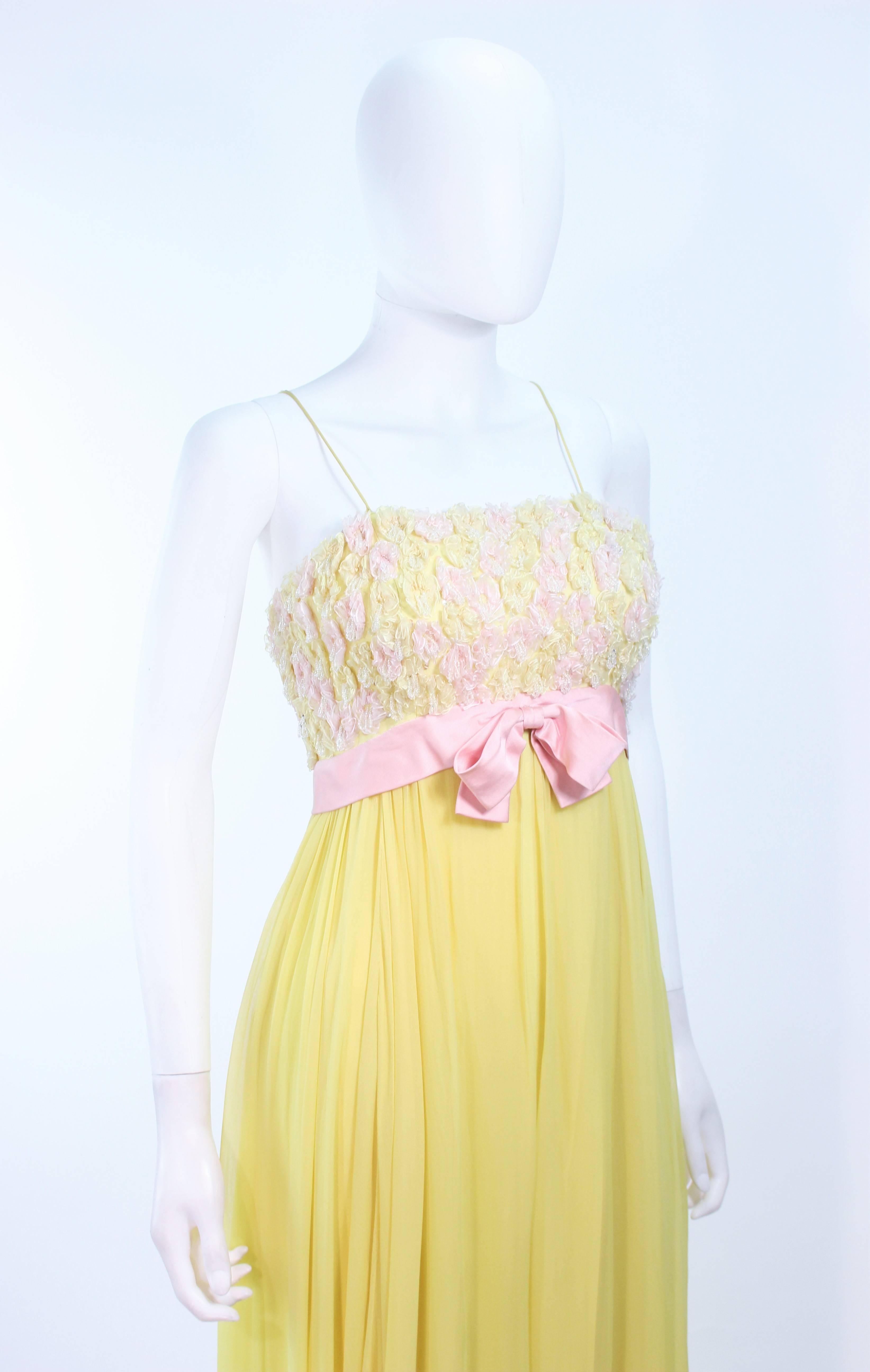 Beige VICTORIA ROYAL Embellished Yellow Silk Gown Size 4 For Sale