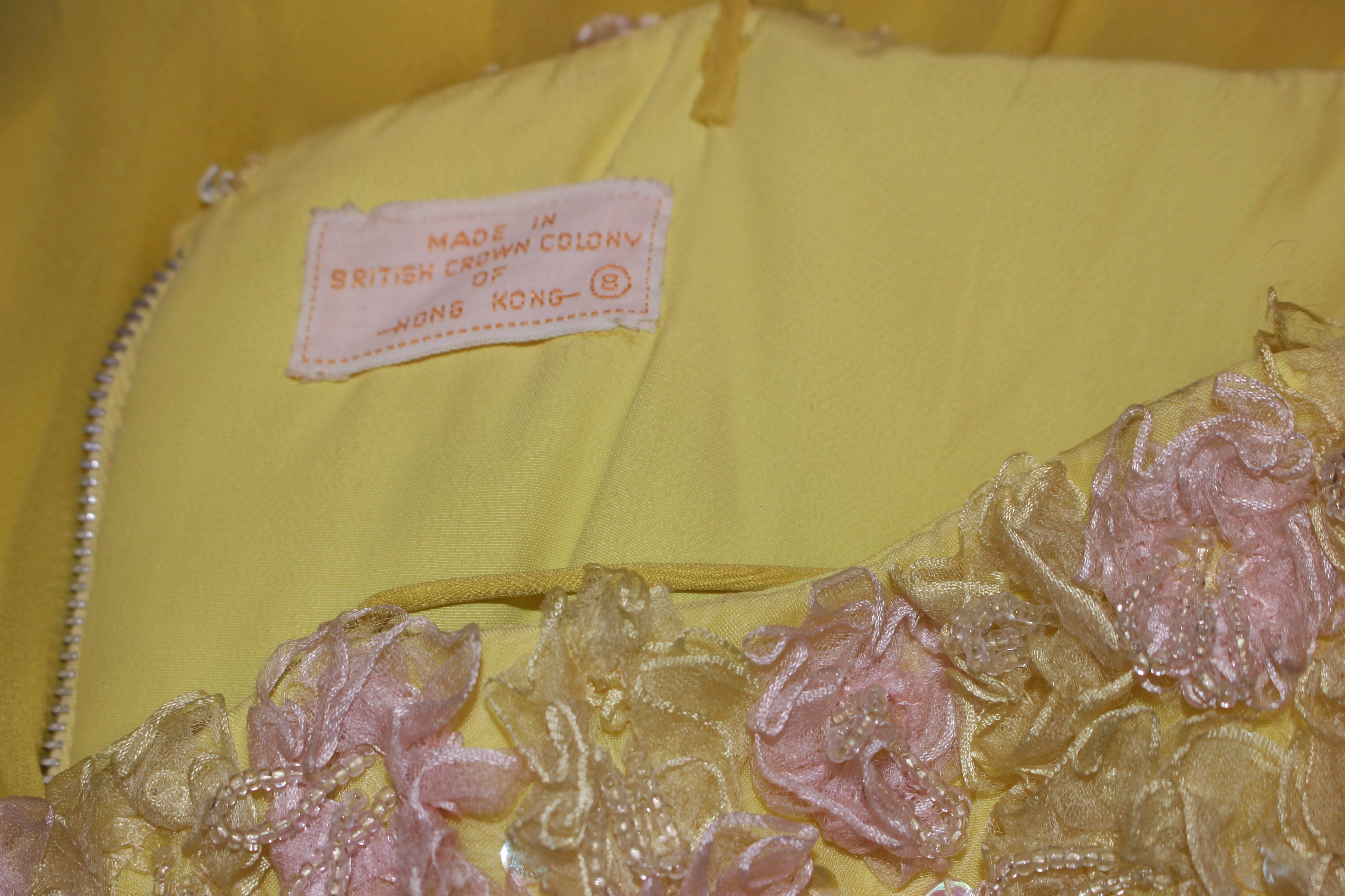 VICTORIA ROYAL Embellished Yellow Silk Gown Size 4 For Sale 2