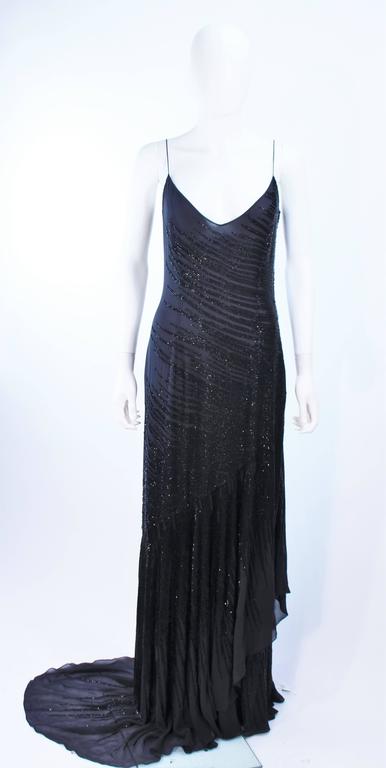 AMANDA WAKELY Black Beaded Silk Chiffon Gown Size 8 For Sale at 1stDibs ...