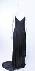 AMANDA WAKELY Black Beaded Silk Chiffon Gown Size 8