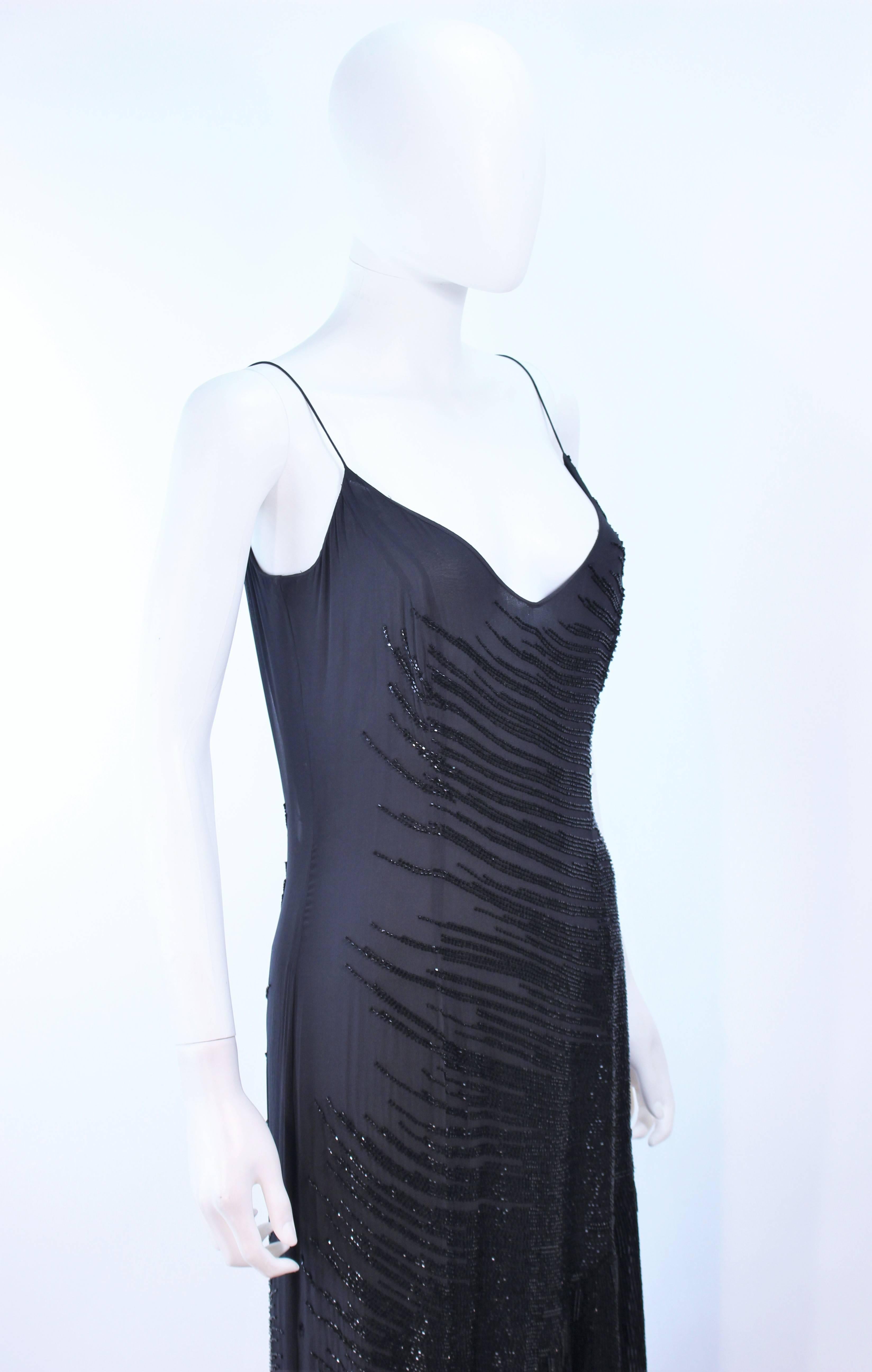 AMANDA WAKELY Black Beaded Silk Chiffon Gown Size 8 For Sale 1