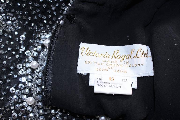 VICTORIA ROYAL Silver and Black Beaded Gown Size 6 8 For Sale at 1stDibs