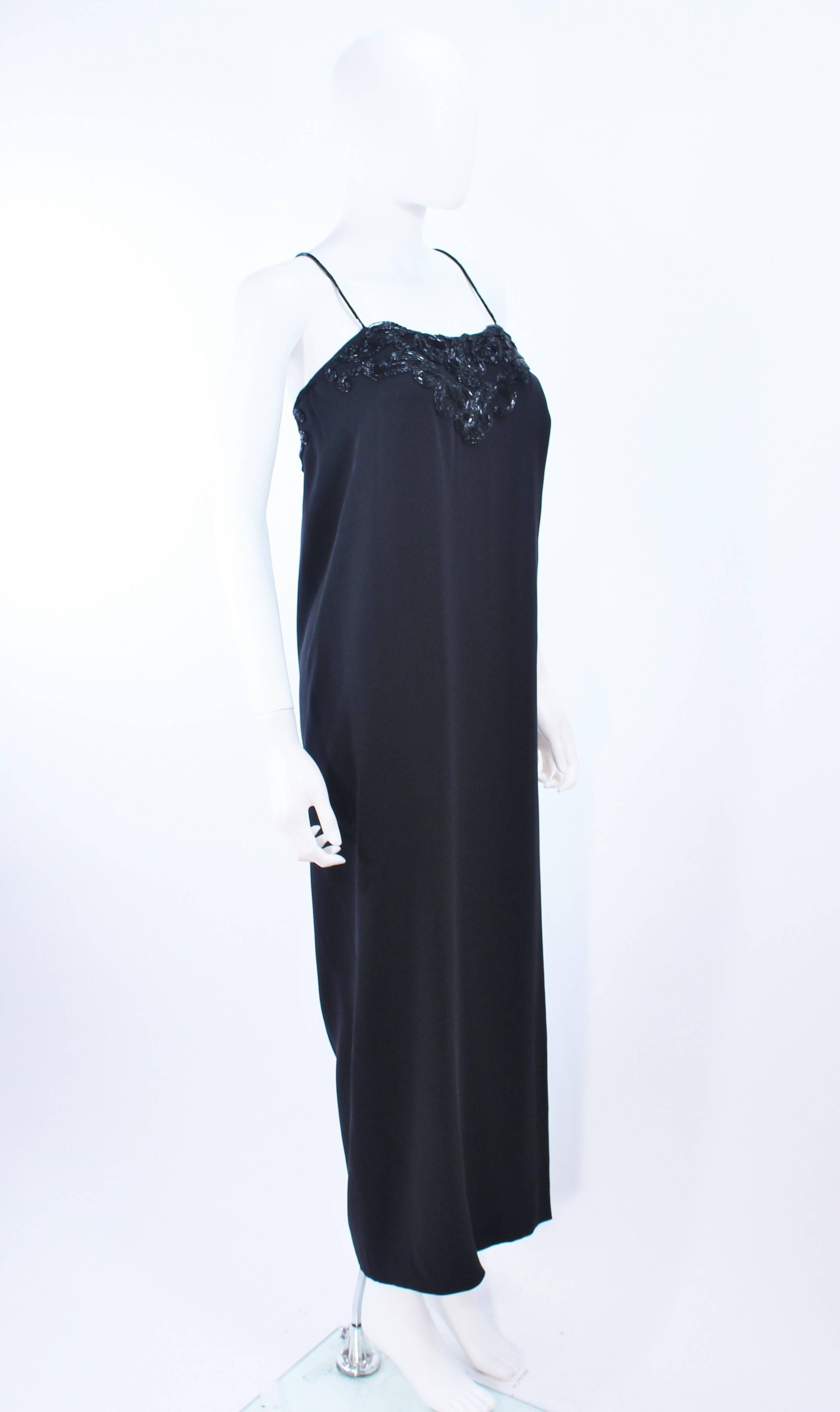 Women's STAVROPOULOS Black Chiffon Gown with Beaded Bust Size 4 6 For Sale