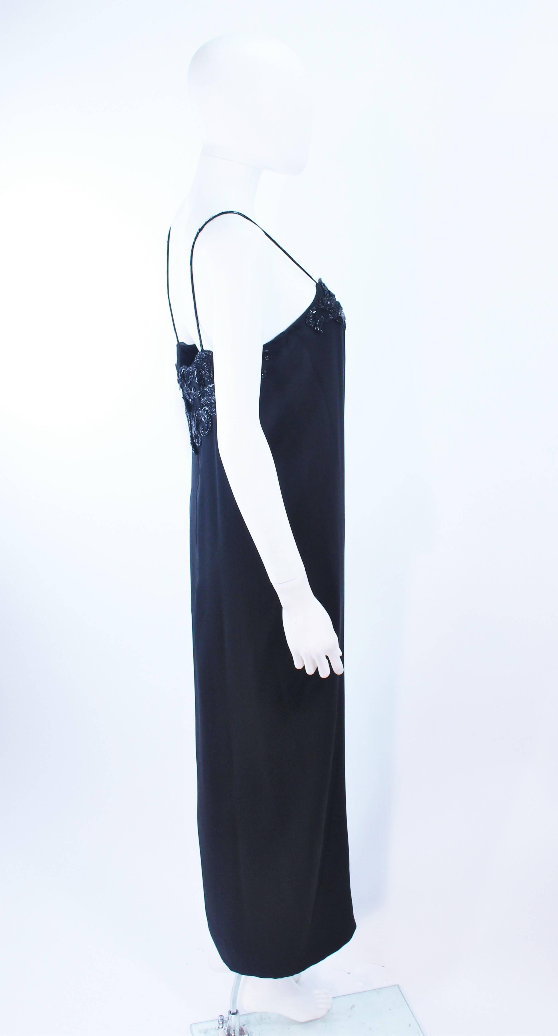 STAVROPOULOS Black Chiffon Gown with Beaded Bust Size 4 6 For Sale 2