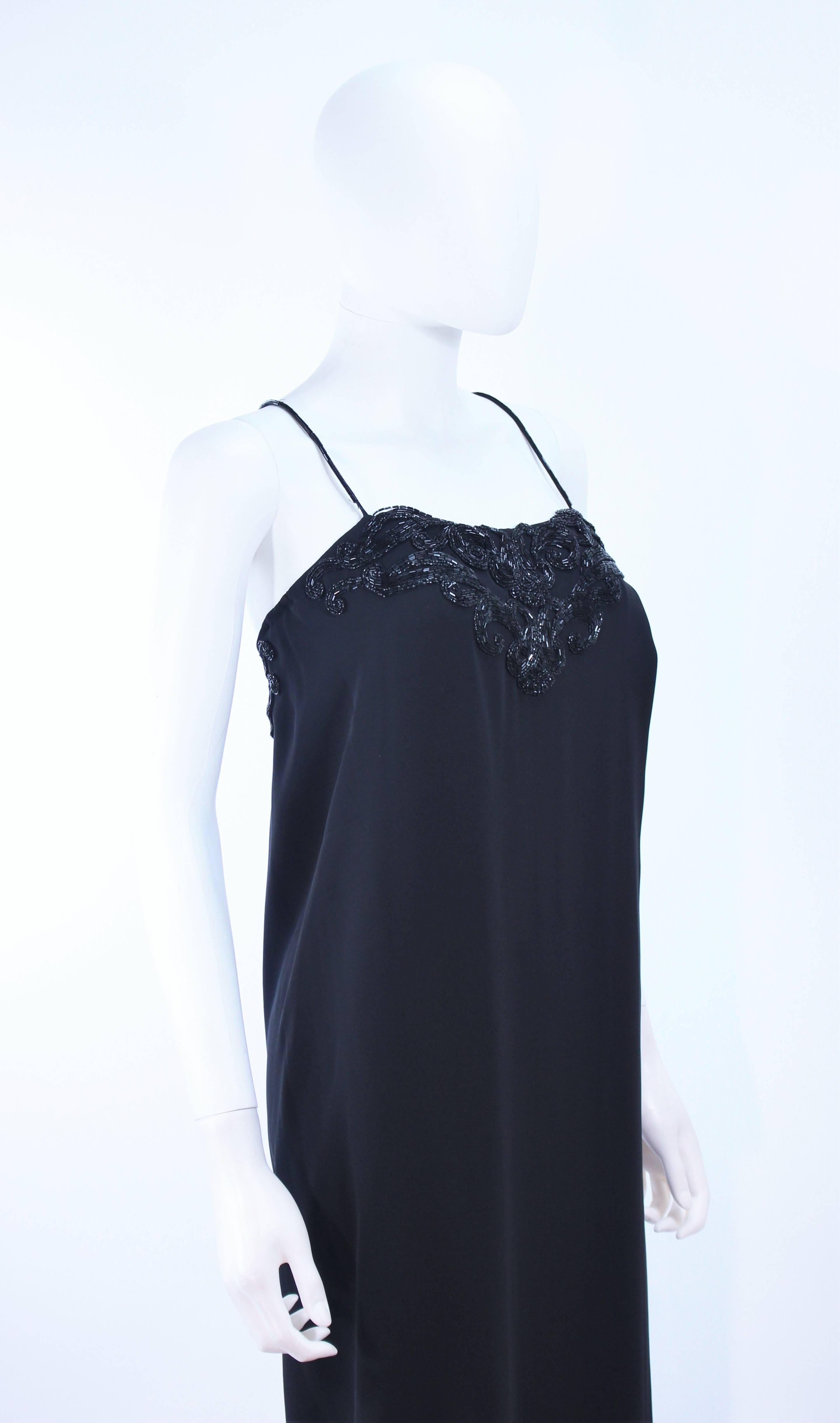 STAVROPOULOS Black Chiffon Gown with Beaded Bust Size 4 6 For Sale 1