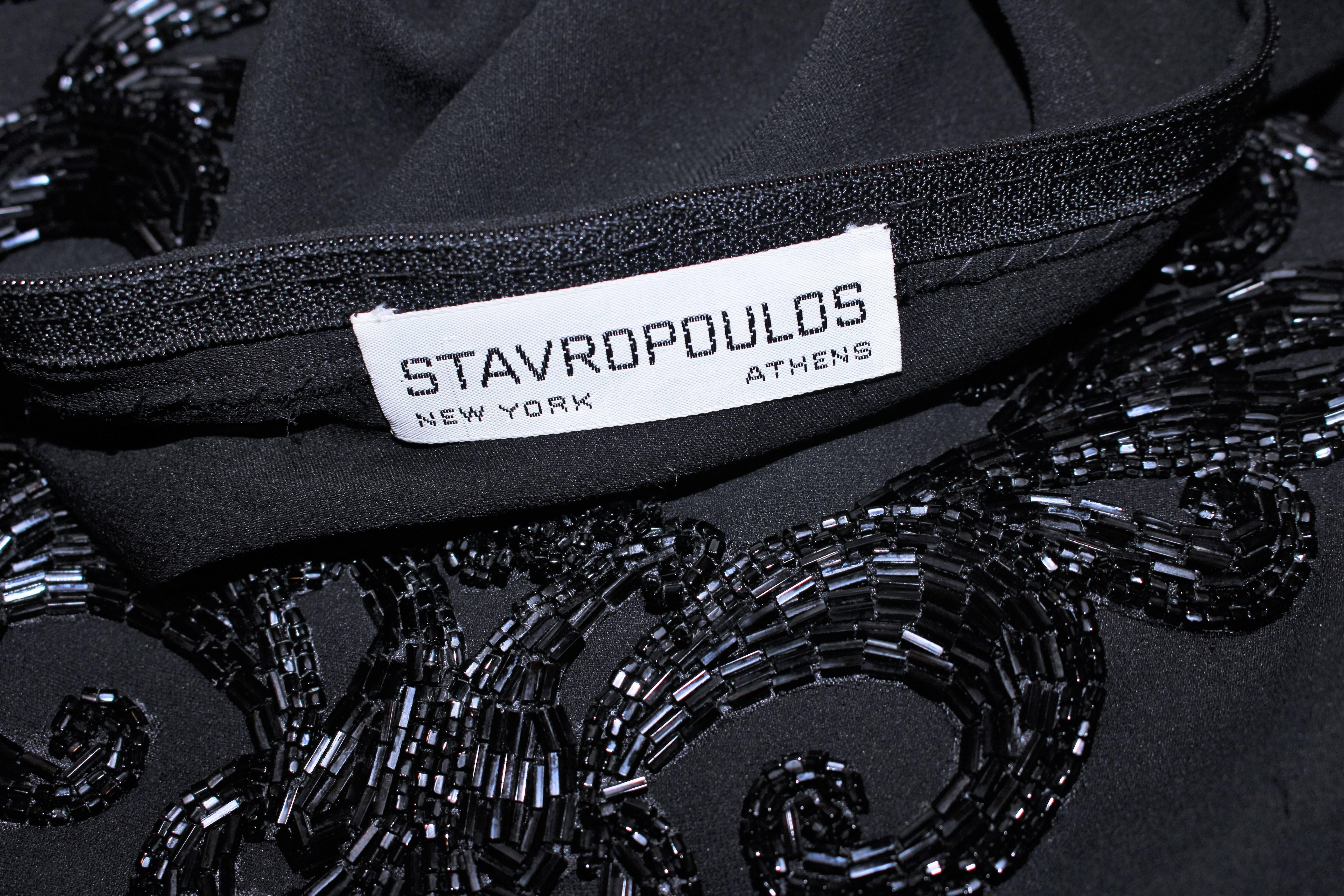 STAVROPOULOS Schwarzes Chiffon-Kleid mit perlenbesetzter Büste Größe 4 6 im Angebot 5