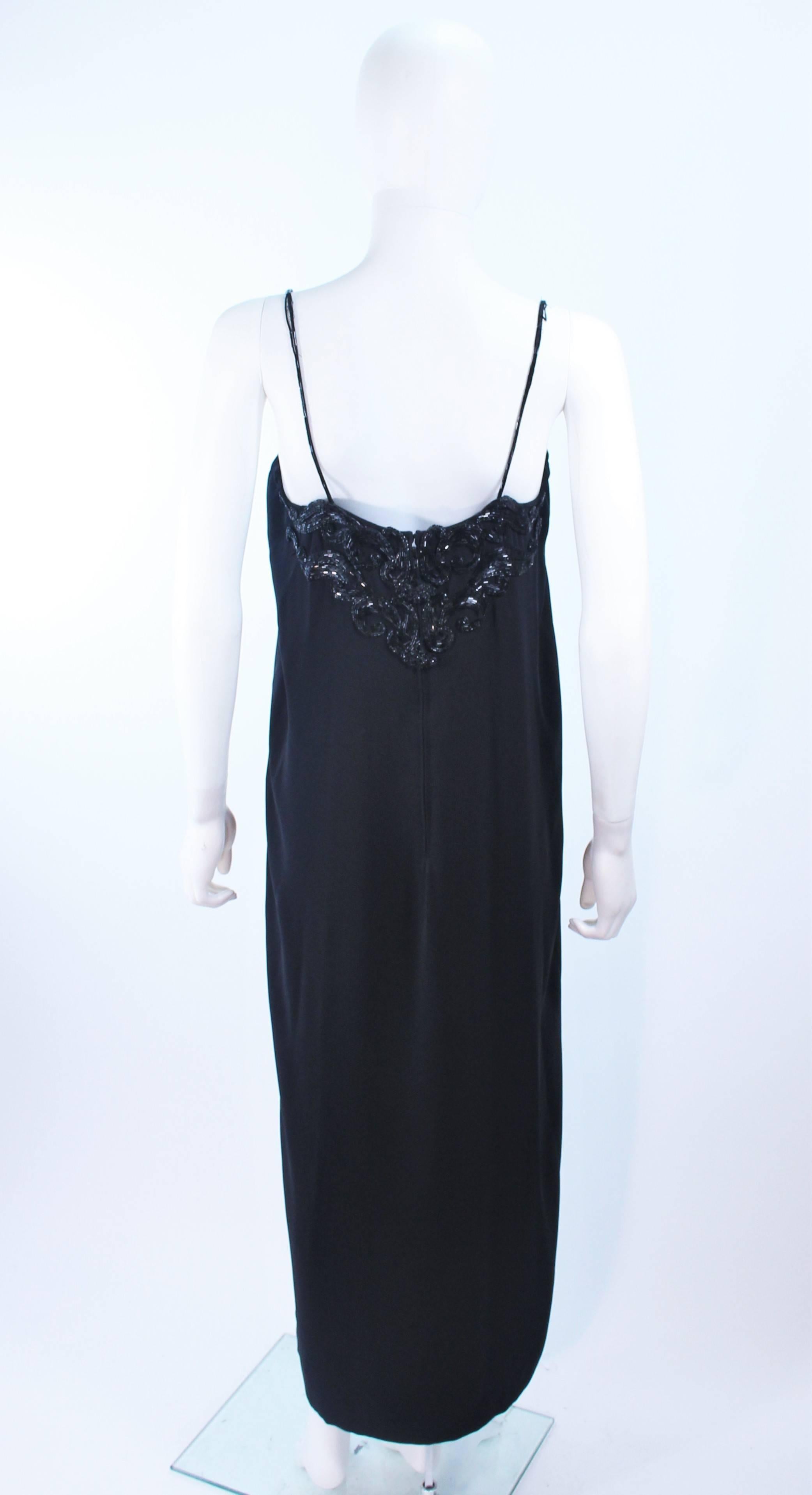 STAVROPOULOS Black Chiffon Gown with Beaded Bust Size 4 6 For Sale 3