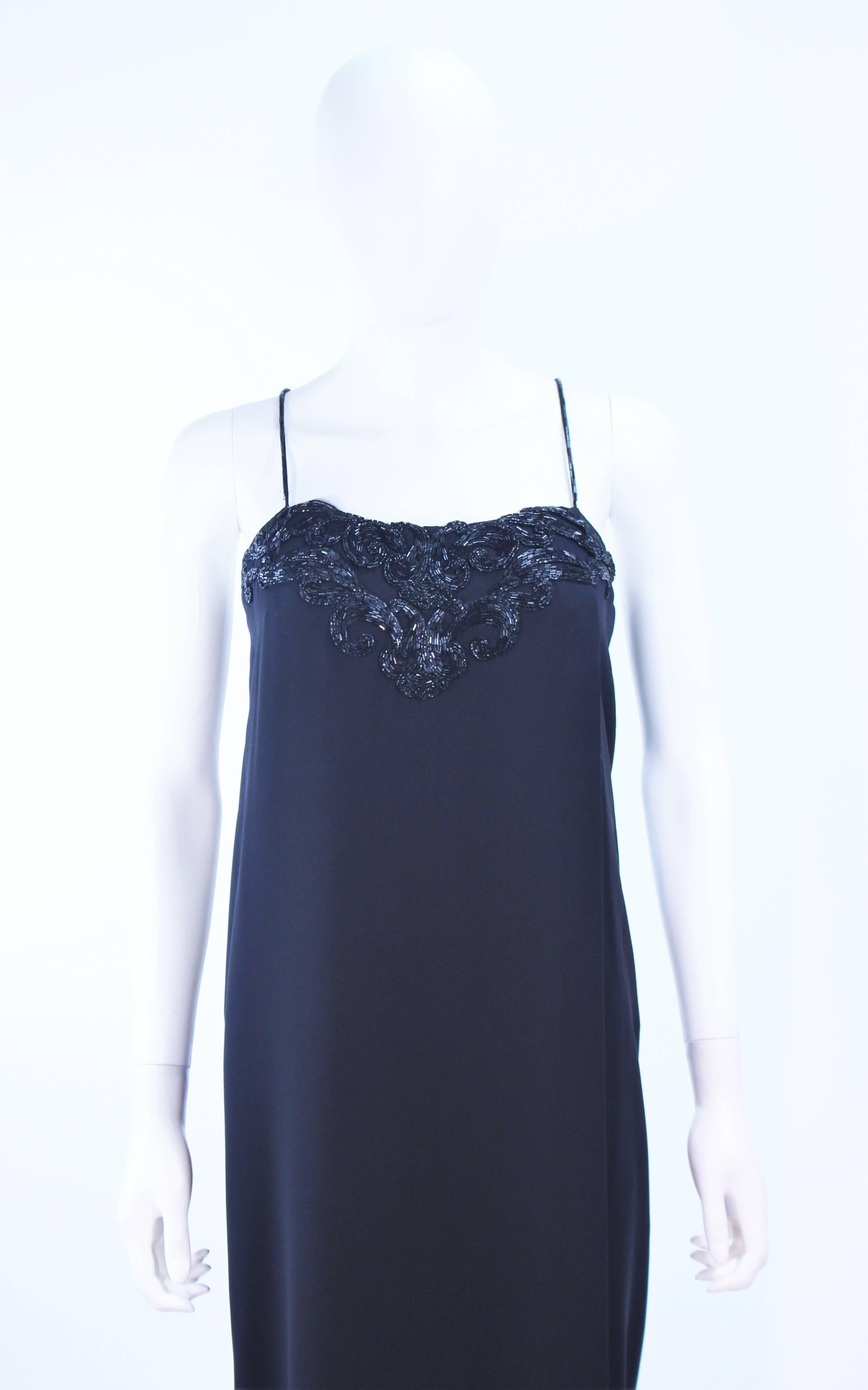 STAVROPOULOS Schwarzes Chiffon-Kleid mit perlenbesetzter Büste Größe 4 6 im Zustand „Hervorragend“ im Angebot in Los Angeles, CA