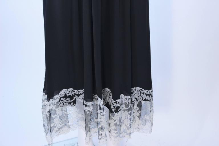 MAGGY REEVES Black Silk Chiffon Cocktail Dress with Floral and Lace ...