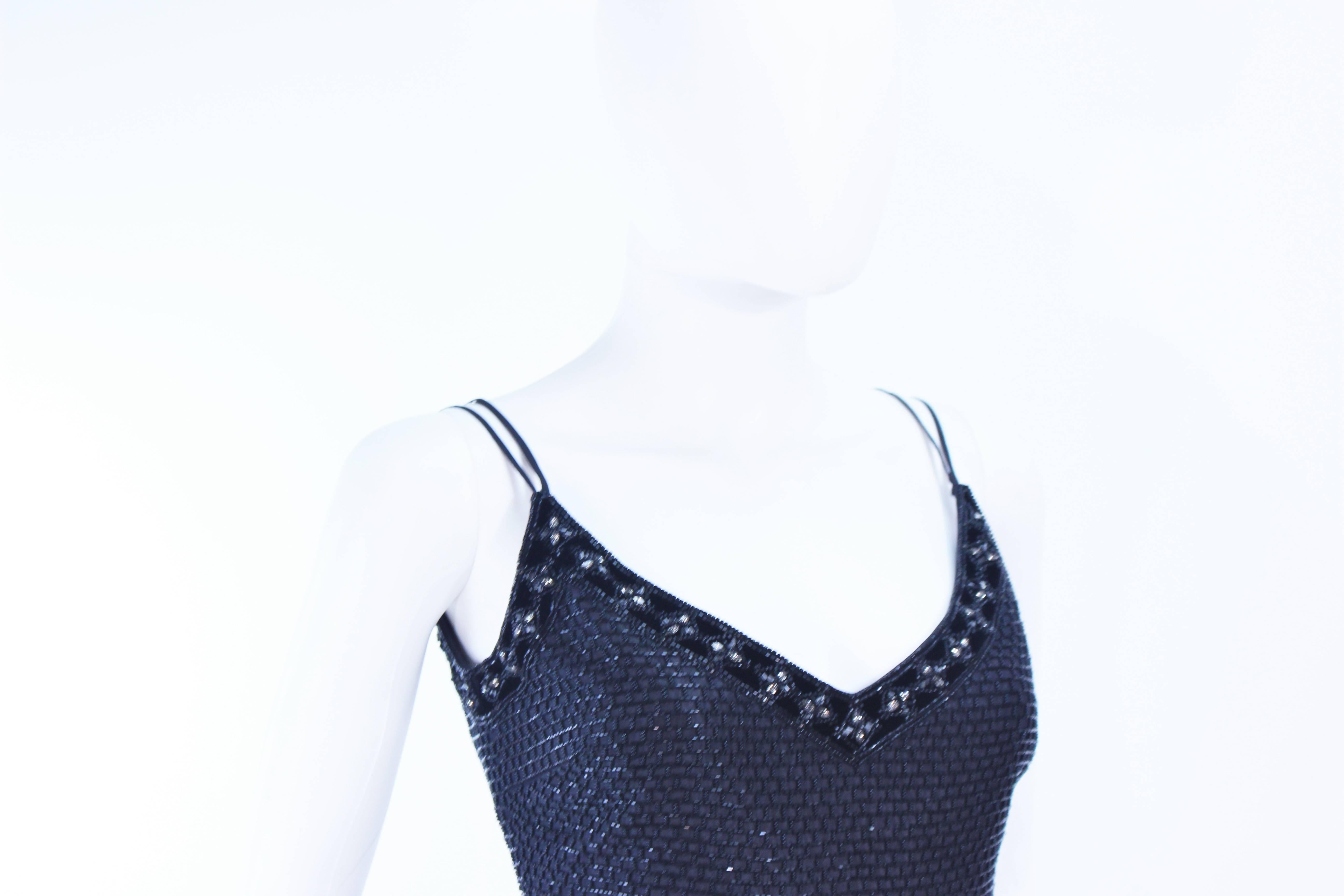 Women's BADLEY MISCHKA Black Satin Beaded Gown with Rhinestone Accents Size 4 For Sale