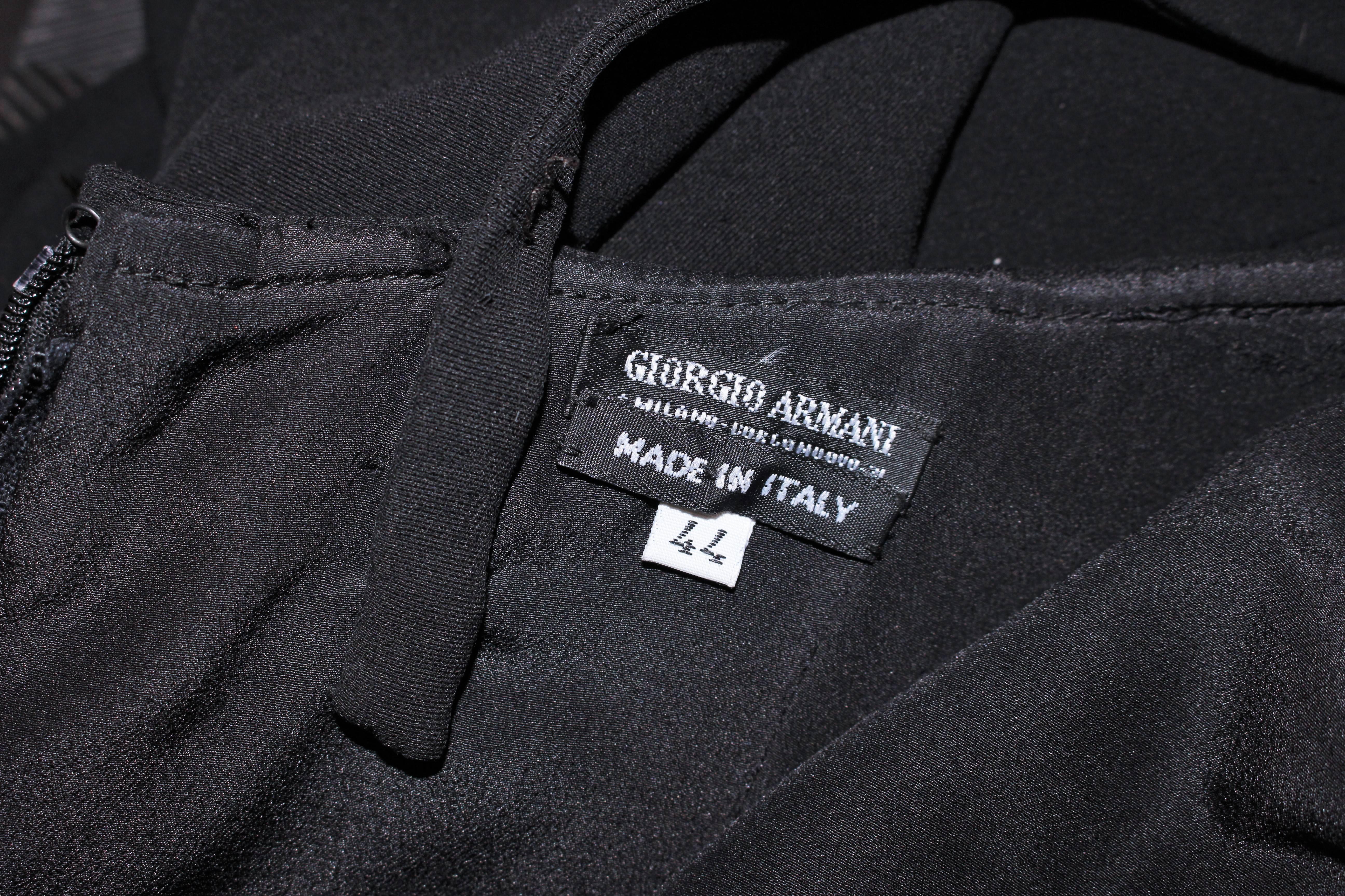GIORGIO ARMANI Black Silk Asymmetrical One Shoulder Gown Size 44 1