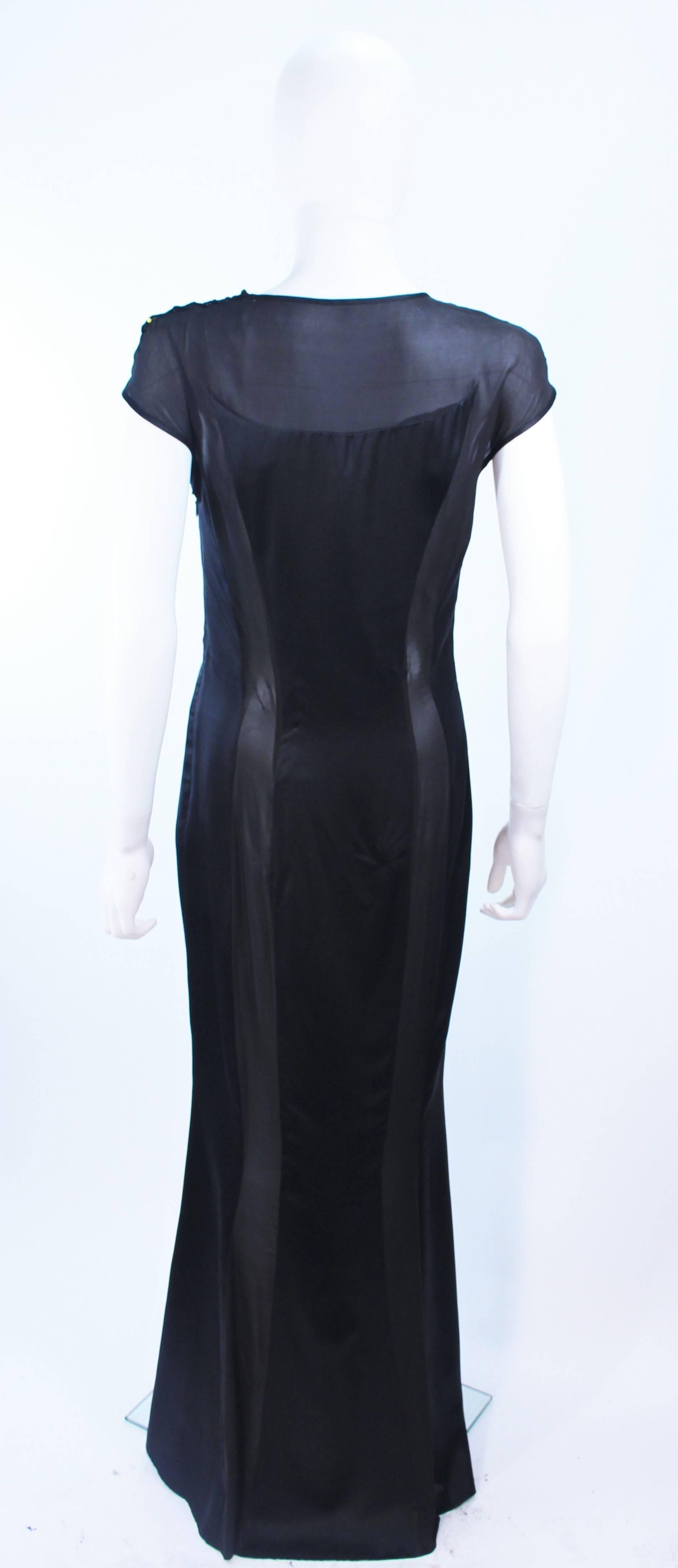 RICHARD TYLER Black Silk & Chiffon Sheer Gown Size 8 For Sale 1