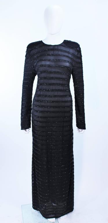 GIORGIO ARMANI Black Beaded Sheer Mesh Gown Size 42 For Sale at 1stDibs
