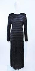 GIORGIO ARMANI Black Beaded Sheer Mesh Gown Size 42