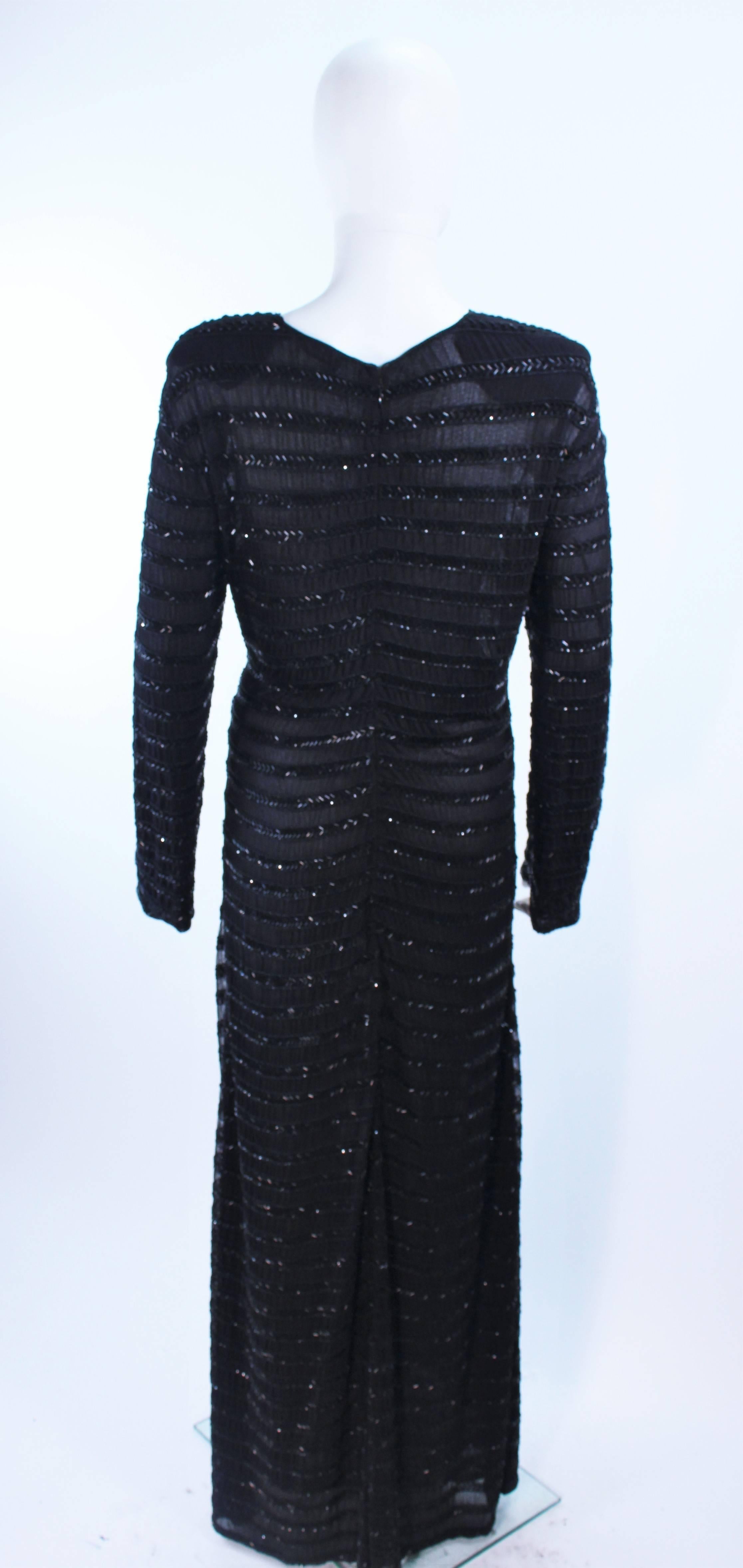 Women's GIORGIO ARMANI Black Beaded Sheer Mesh Gown Size 42 For Sale