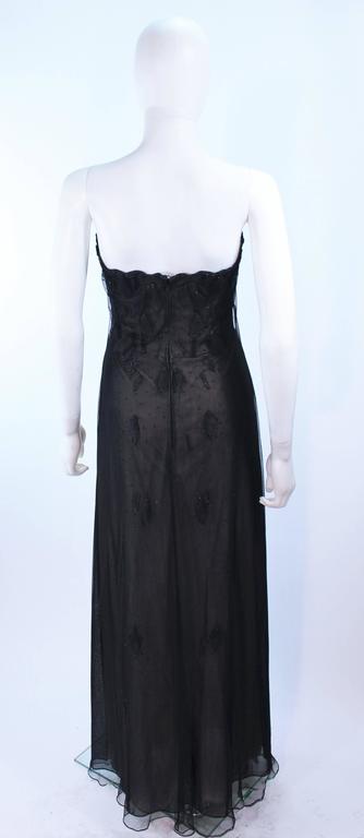 Custom Black Floral Beaded Applique Gown with Nude Size 2 For Sale at ...