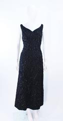 Vintage 1960's Black Sequin Lace Gown Size 10