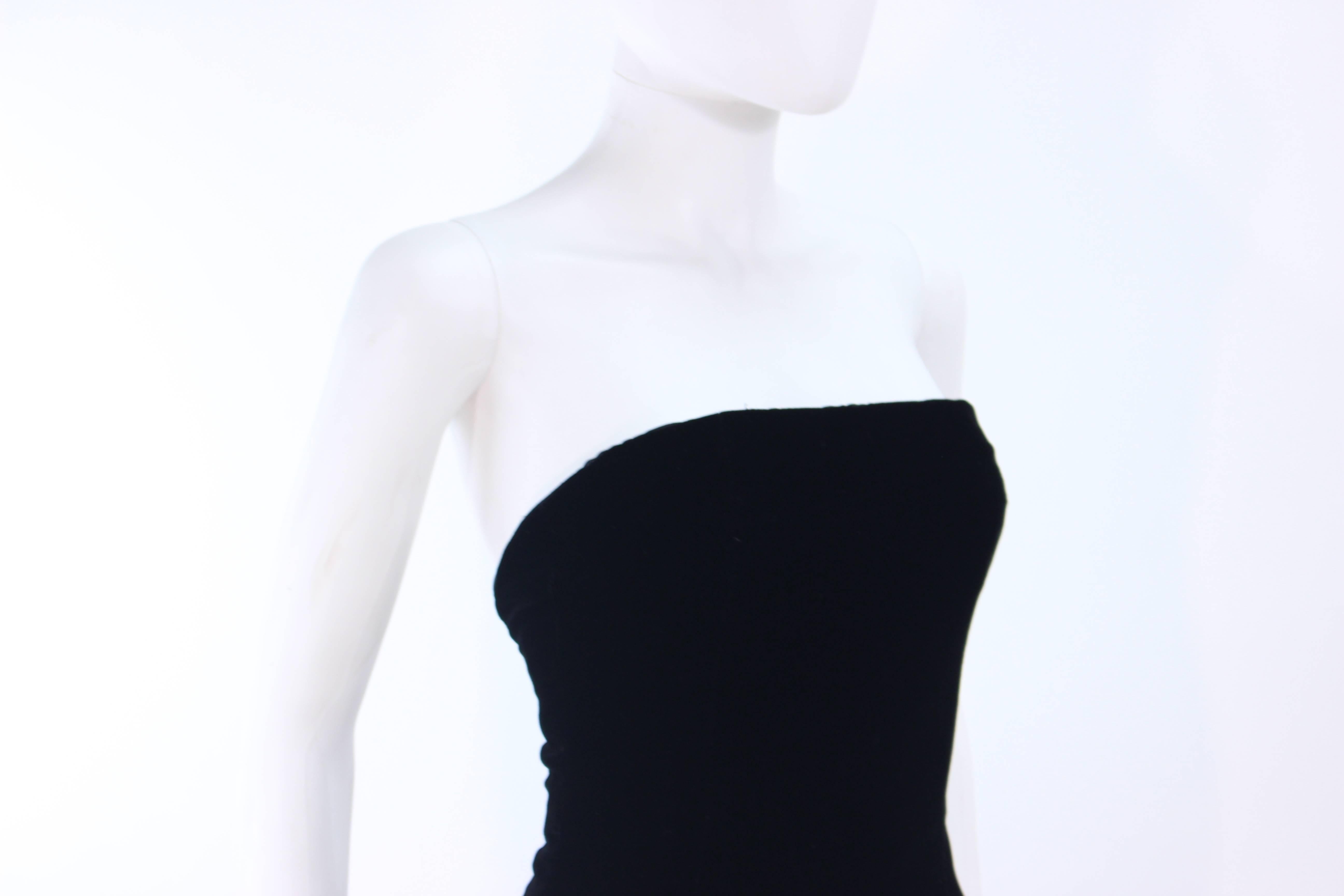 VICKY TIEL Black Velvet Gown with Dramatic Tiered Back and Hem Size 36 2